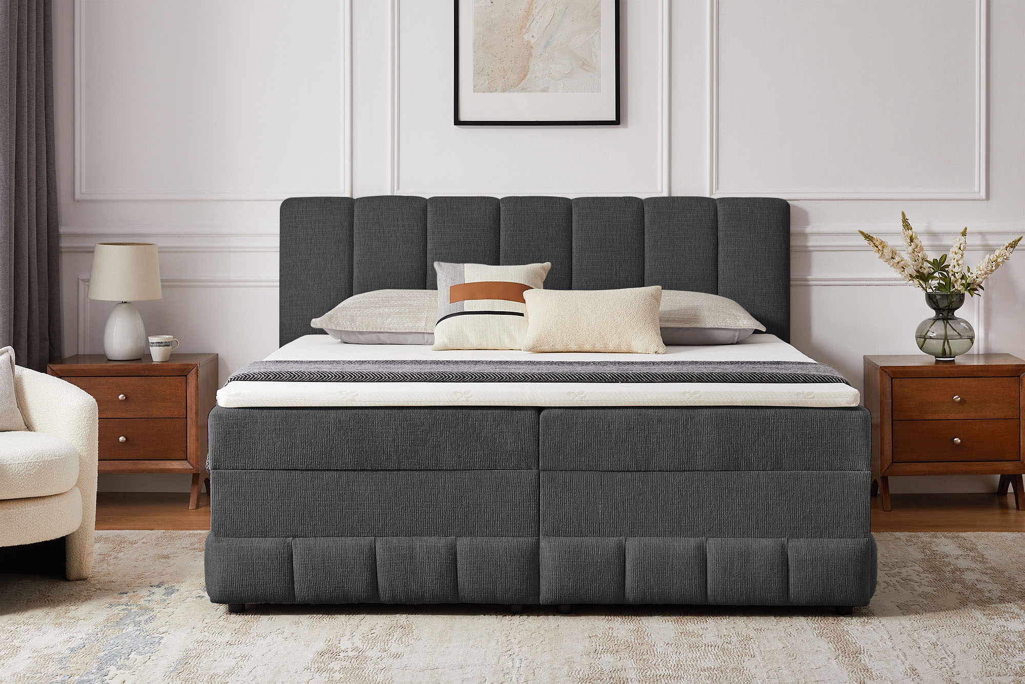 OTTO home Boxbett "LIKELY, Polsterbett mit Bettkasten, inkl. Taschenfederkernmatratze H3" mit Kaltschaumtopper, Chenille-Bezug, 140x200 & 180x200 cm