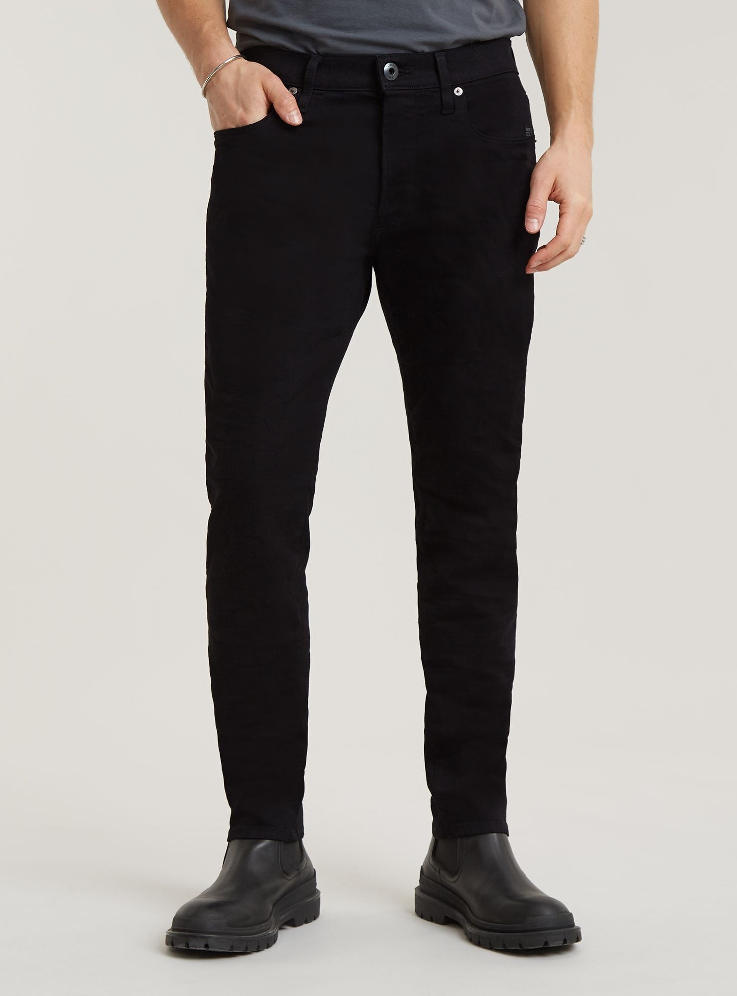 G-STAR Herren Regular-fit-Jeans "3301 Slim Jeans"pitch schwarz, Gr. 34, Obermaterial: 26% Baumwolle, 7% Elastomultiester, 1% Elasthan, Jeans