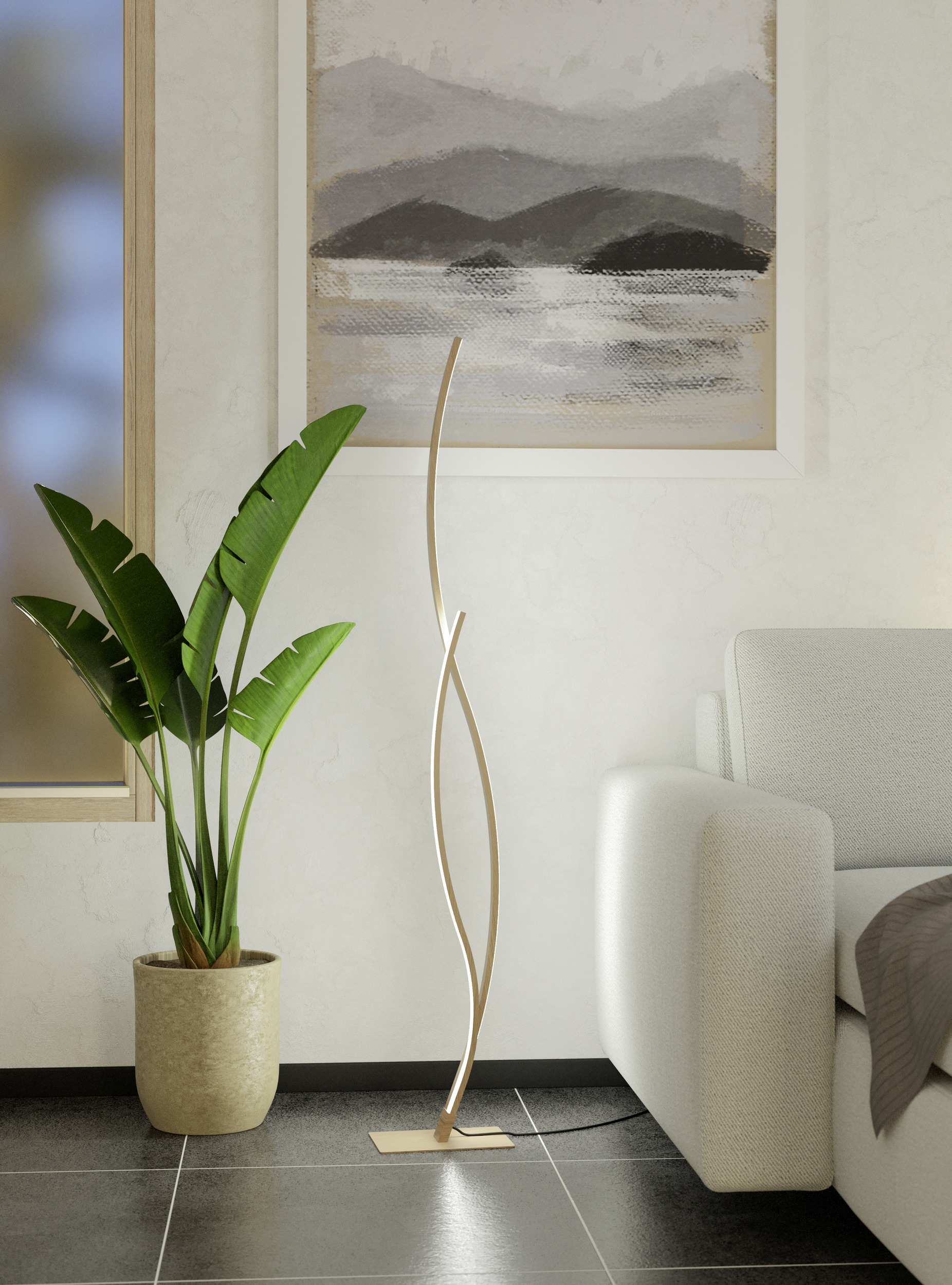 EGLO Stehlampe »GRISOLIA Stehlampe - Stahl - LED - 20W - IP20« LED-Modul 1 Stk. Neutralweiß Standleuchte, Leselampe, Wohzimmer, Schlafzimmer, H129 cm