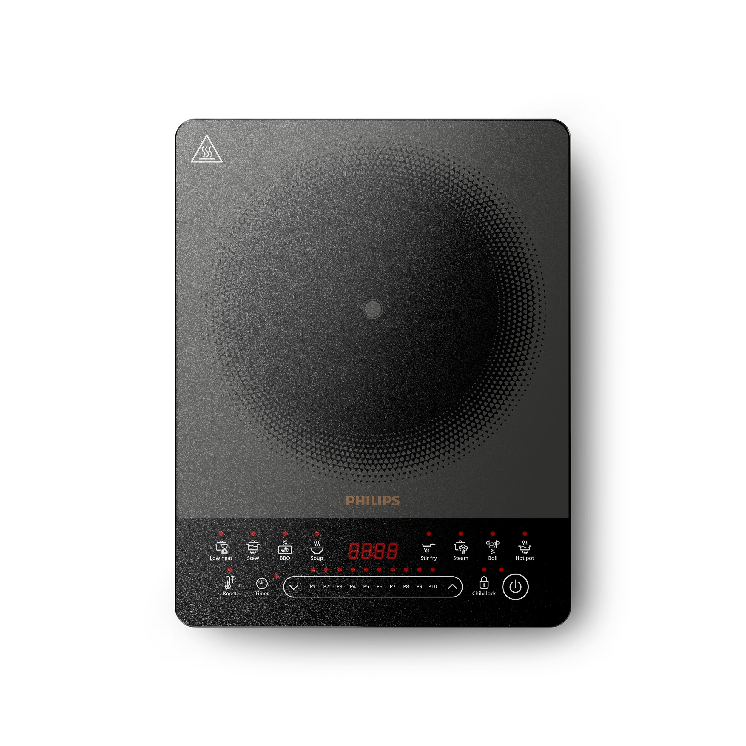 Philips Einzel-Induktionskochplatte "HD5850/90 5000 Series mit 10 Heizstufen, Boost-Funktion u. Timer" Ultraflaches Design, automatische Pfannenerkennung, Touch-Display