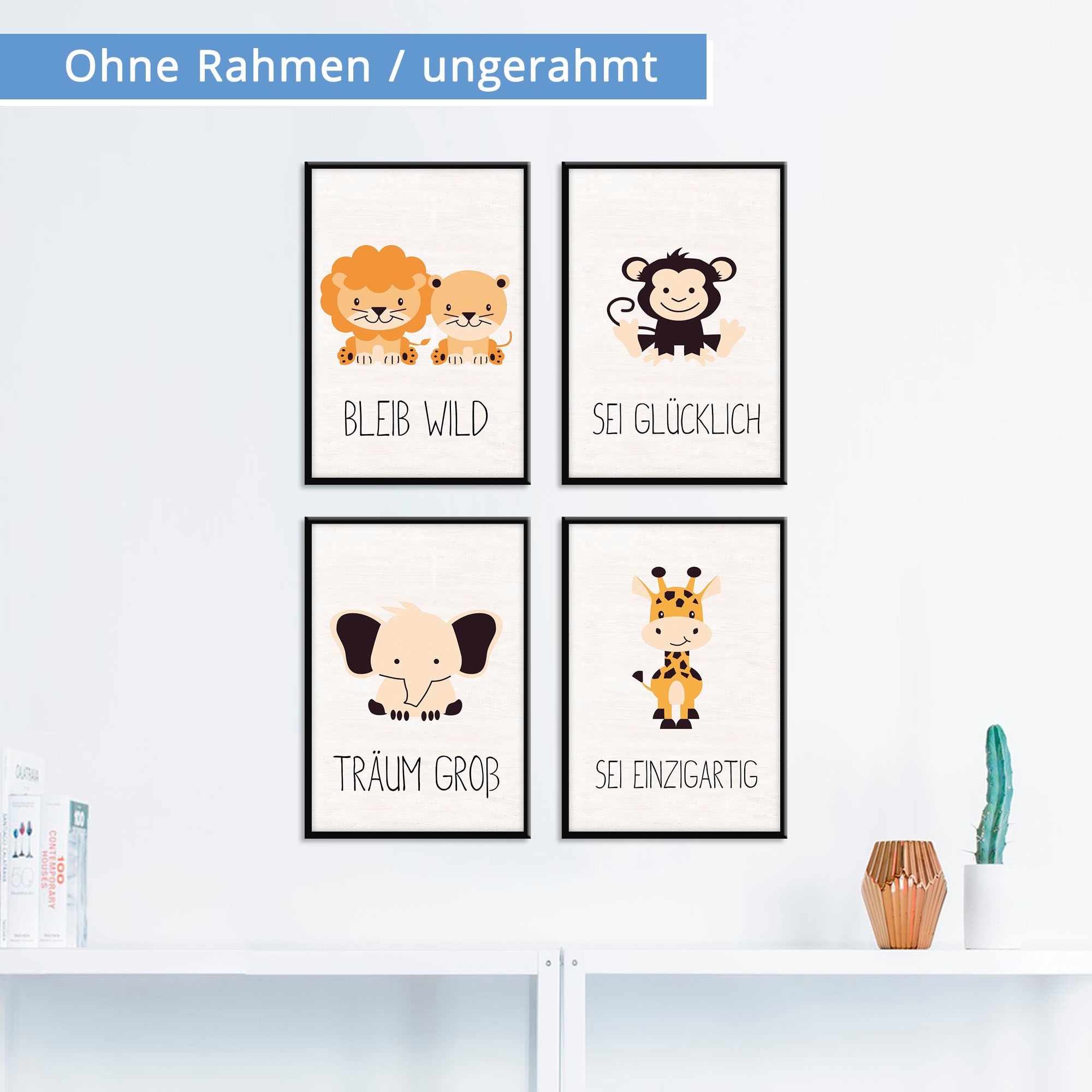 Lüttenhütt Poster »Tiere«, Tiere, (Set, 4 St., 4 Teile), 4er Set in zwei  Größen kaufen | BAUR