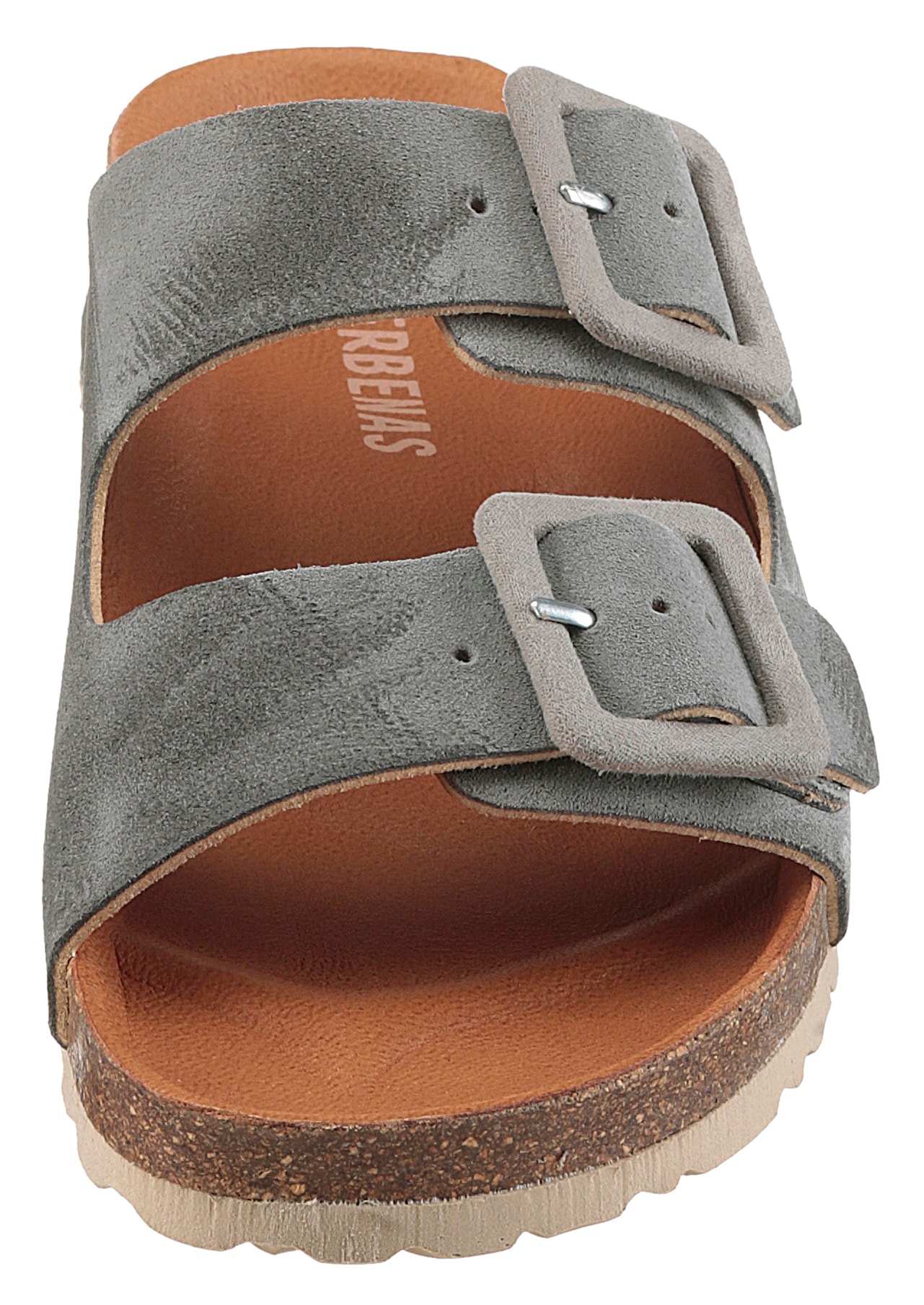 VERBENAS Pantolette »Randell Velour«, Sommerschuh, Schlappen, Hausschuh, Urlaubschuh mit Softfußbett