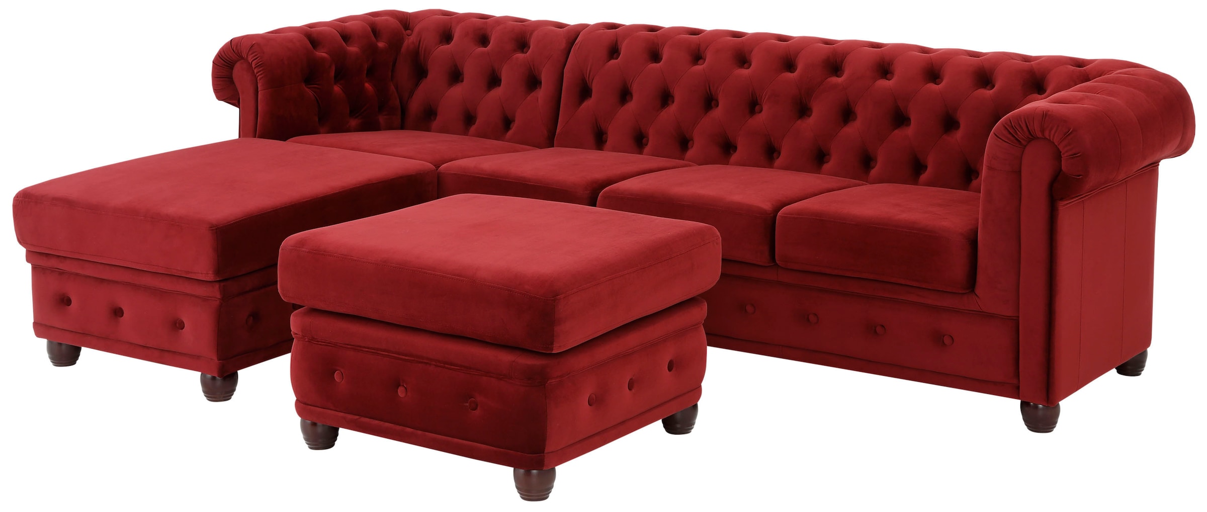 Home affaire Chesterfield-Sofa »New Castle L-Form«, hochwertige Knopfheftung in Chesterfield-Design, B/T/H: 255(171/72)