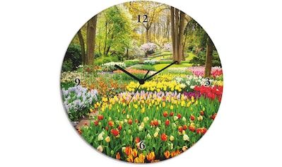 Wanduhr »Glasuhr rund Tulpen Garten Frühling«