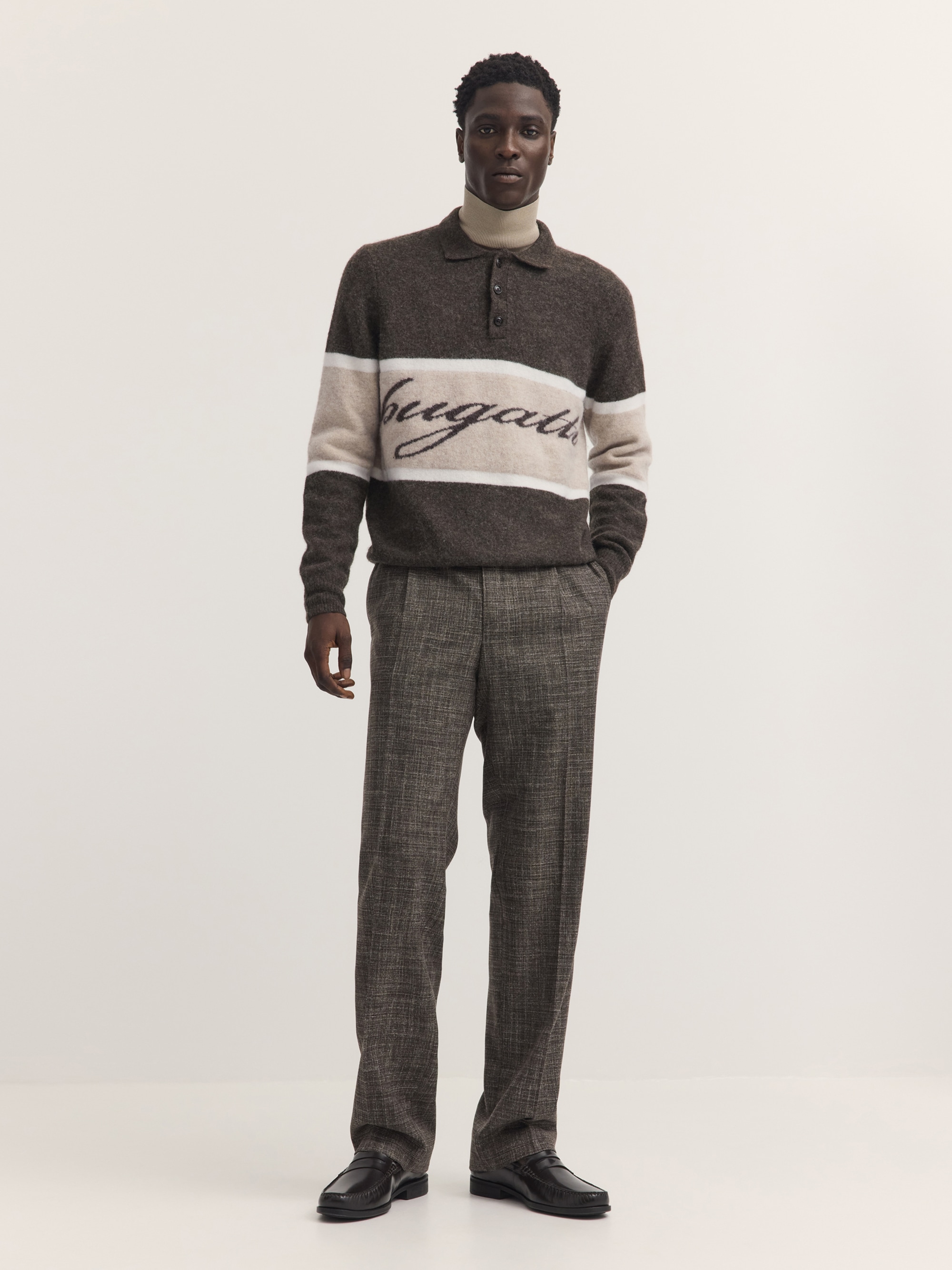 bugatti Poloshirt »Regular Fit« Regular Fit Wollmix Alpaka Colorblock