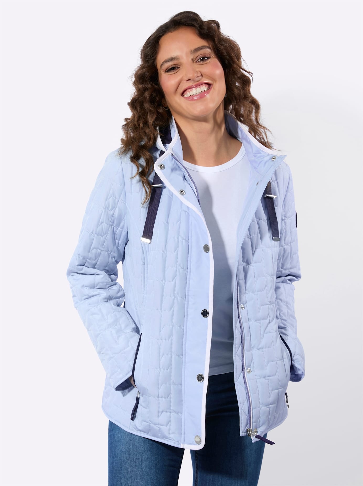 Steppjacke CASUAL LOOKS, Damen, Gr. 25, hellblau, 100% Polyester, Wattierung:100% Polyester, unifarben, Jacken Steppjacke