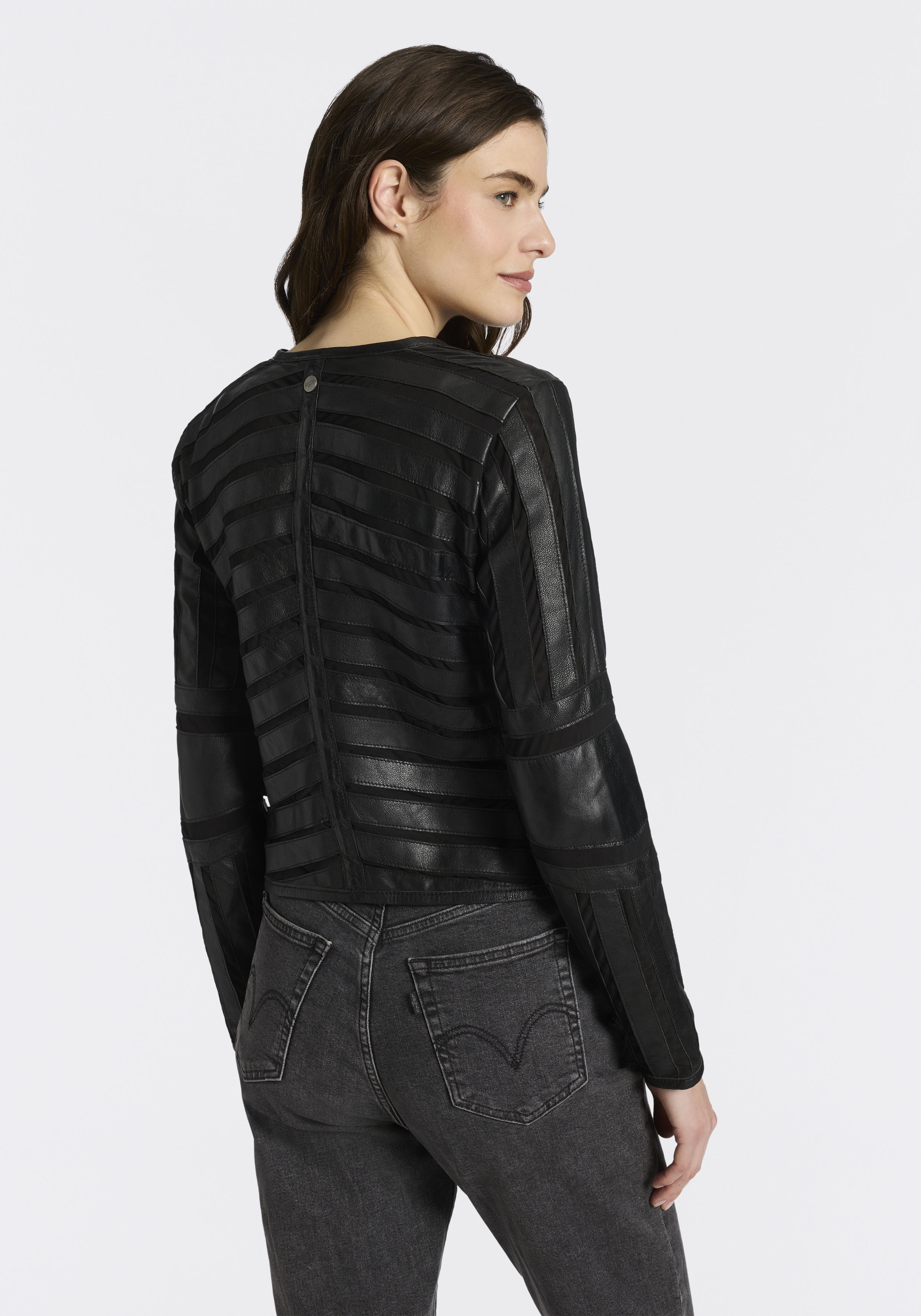 Thumbnail - Mauritius Lederjacke "MWSuri" im Materialmix, Mesh-Einsätze