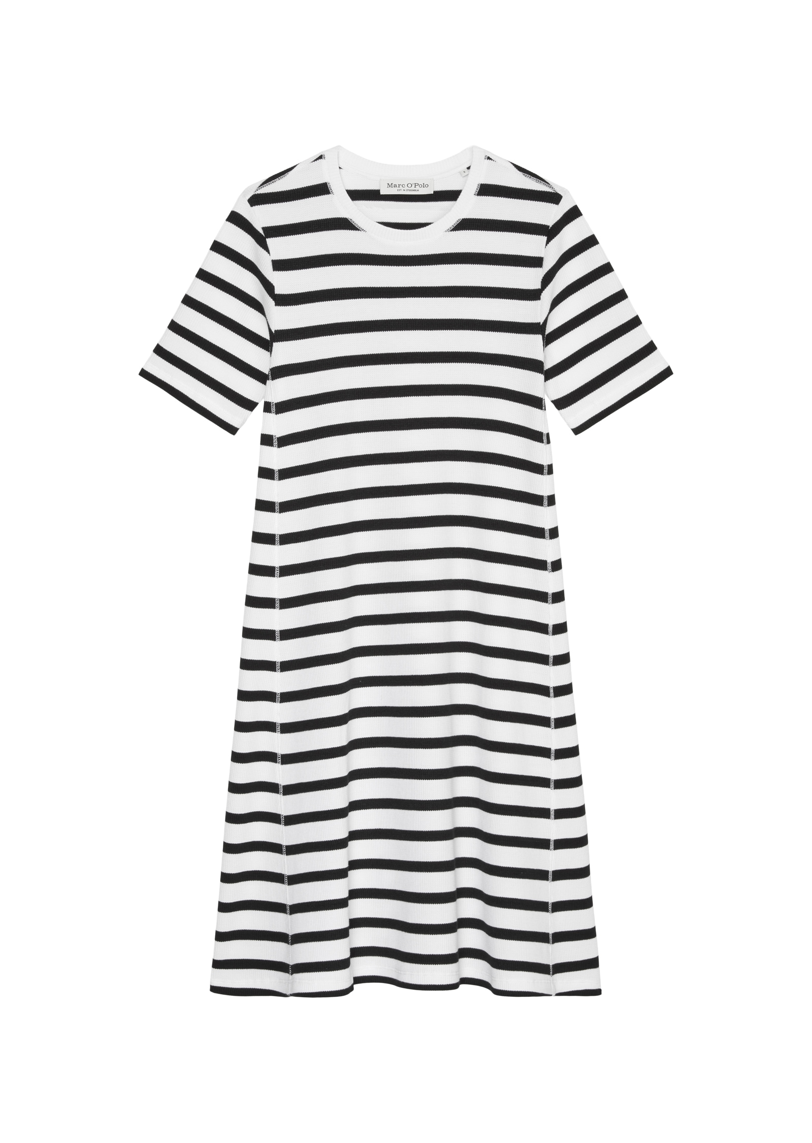 Marc OPolo Maxikleid Seitennahttaschen Gestreiftes Waffle-Jersey-Kleid günstig online kaufen