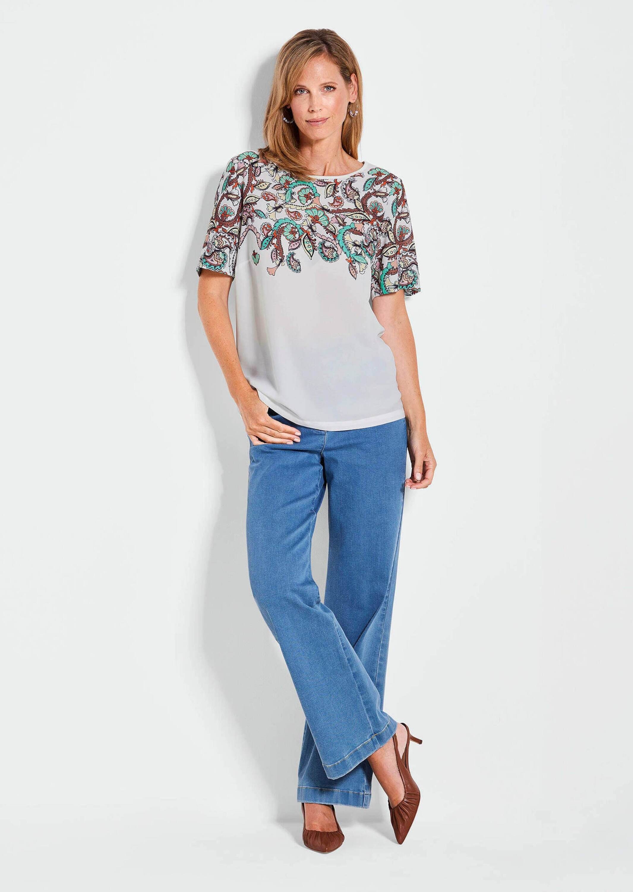 GOLDNER Kurzarmshirt "Kurzgröße Elegantes Shirt mit Paisley-Design" Sonstig günstig online kaufen