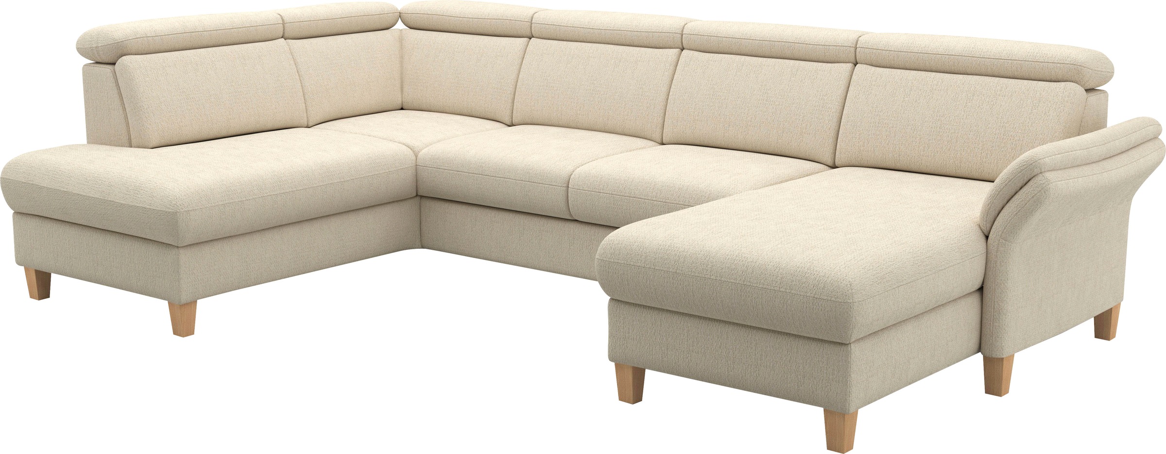Wohnlandschaft HOME AFFAIRE "Glendale, U-Form", sand, B:321cm H:84cm T:193cm, 100% Polyester, Sofas, Wohnlandschaft, inkl. Kopfteilverstellung, wahlweise mit Vorziehsitz und Bettkasten 5