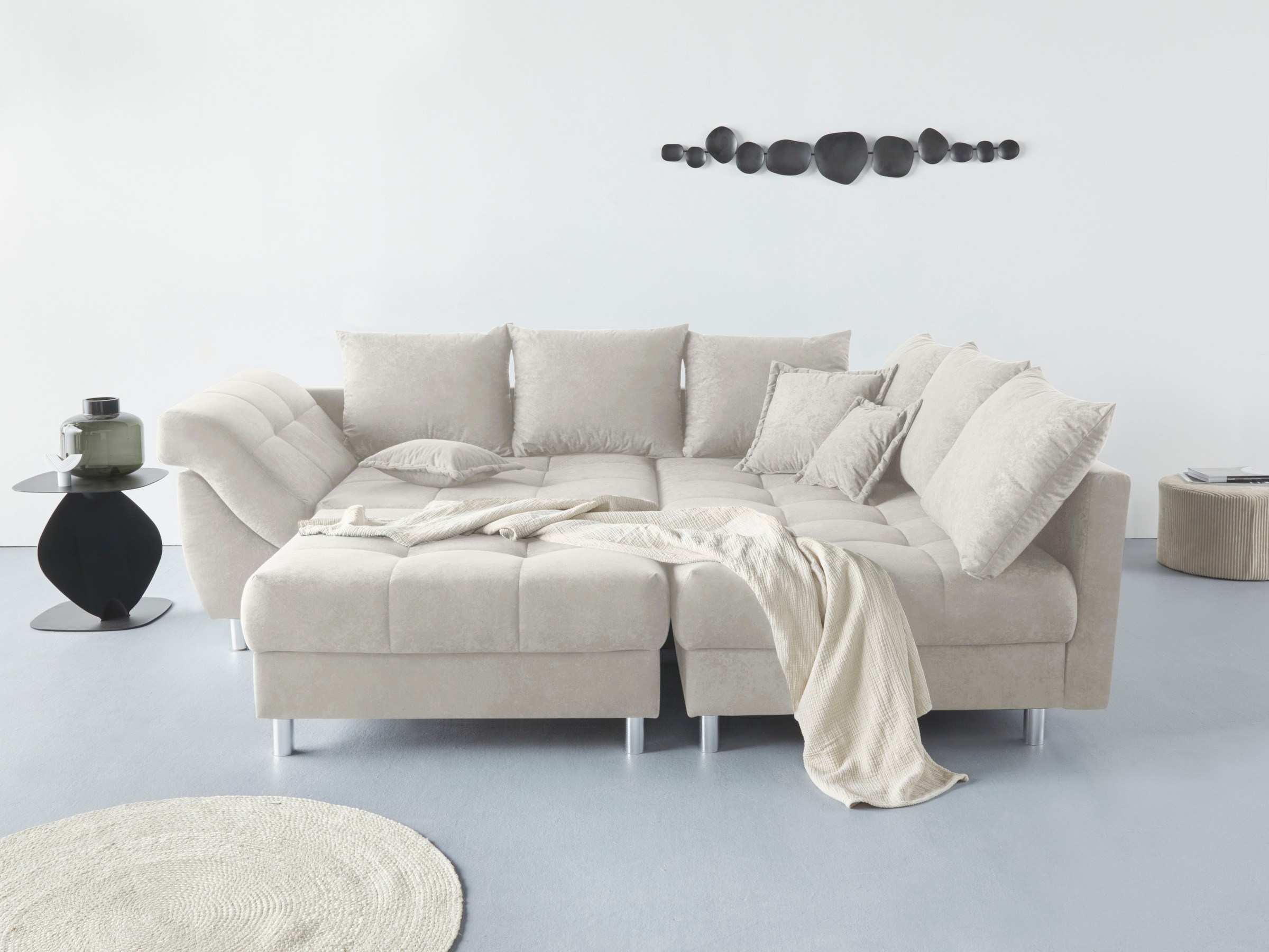 COLLECTION AB Ecksofa »(Spar-Set) Innsbruck L-Form und Hocker«, (Spar-Set), Ecksofa und Hocker, Recamiere links oder rechts montierbar
