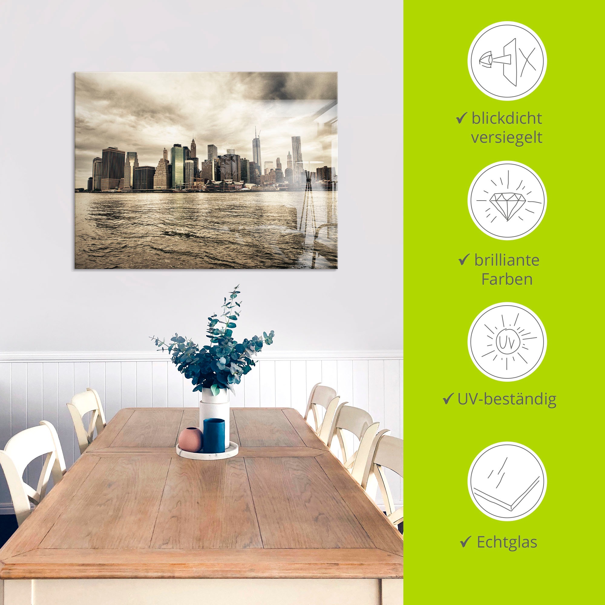 Thumbnail - Artland Glasbild "Lower Manhattan Skyline" Amerika 1 Stk. tlg. in verschiedenen Größen