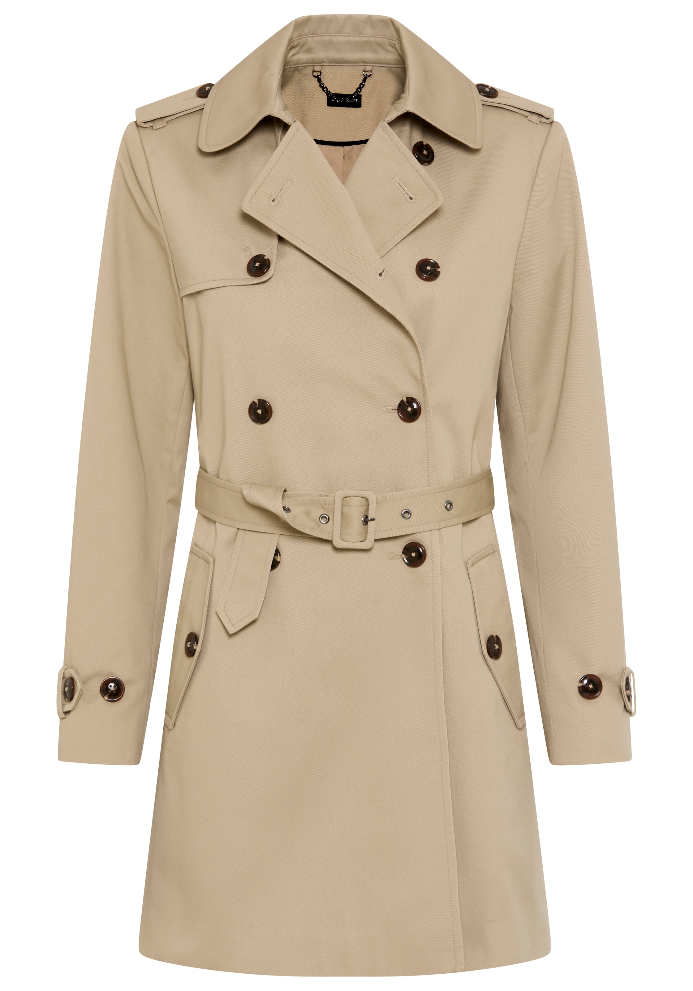 Laura Scott Trenchcoat aus Baumwolle und Polyester, unifarben mit Piping-Applikationen