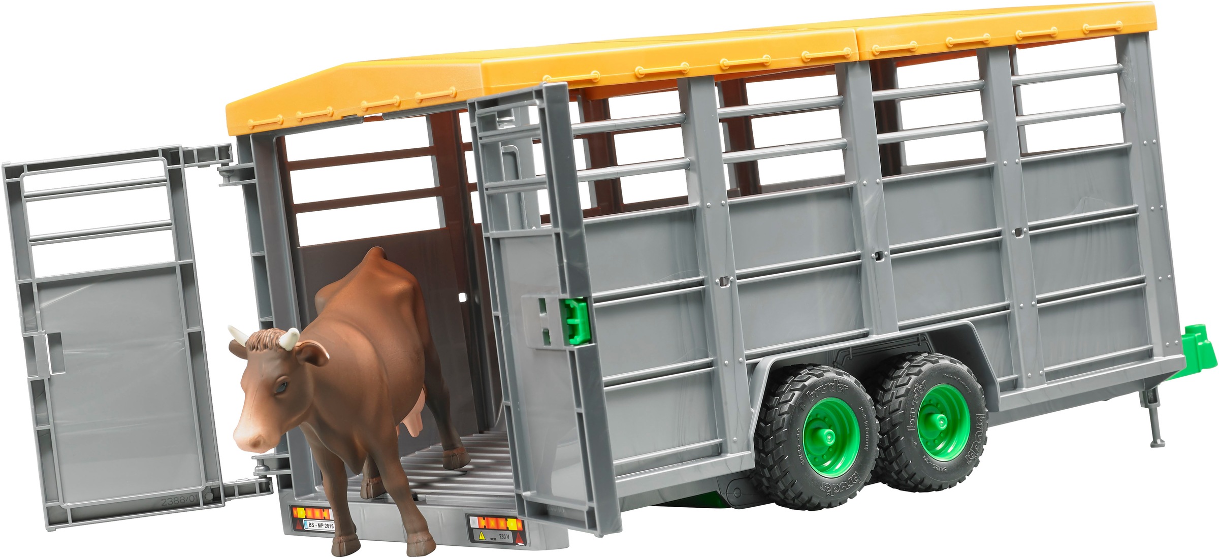Bruder® Spielfahrzeug-Anhänger »Viehtransportanhänger mit 1 Kuh (02227)«, Made in Europe