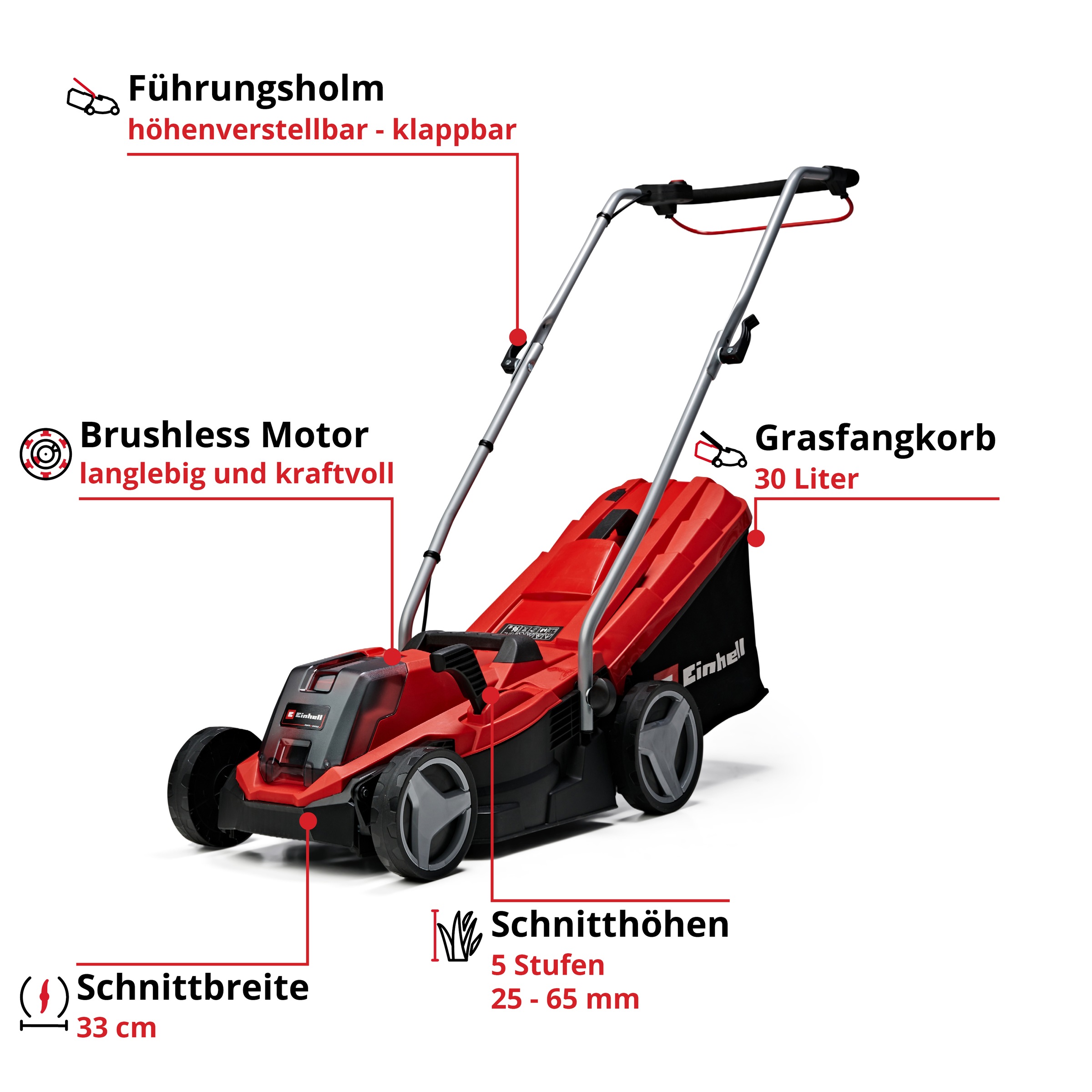 Einhell Akkurasenmäher »GE-CM 18/33 Li-Solo«, ohne Akku und Ladegerät