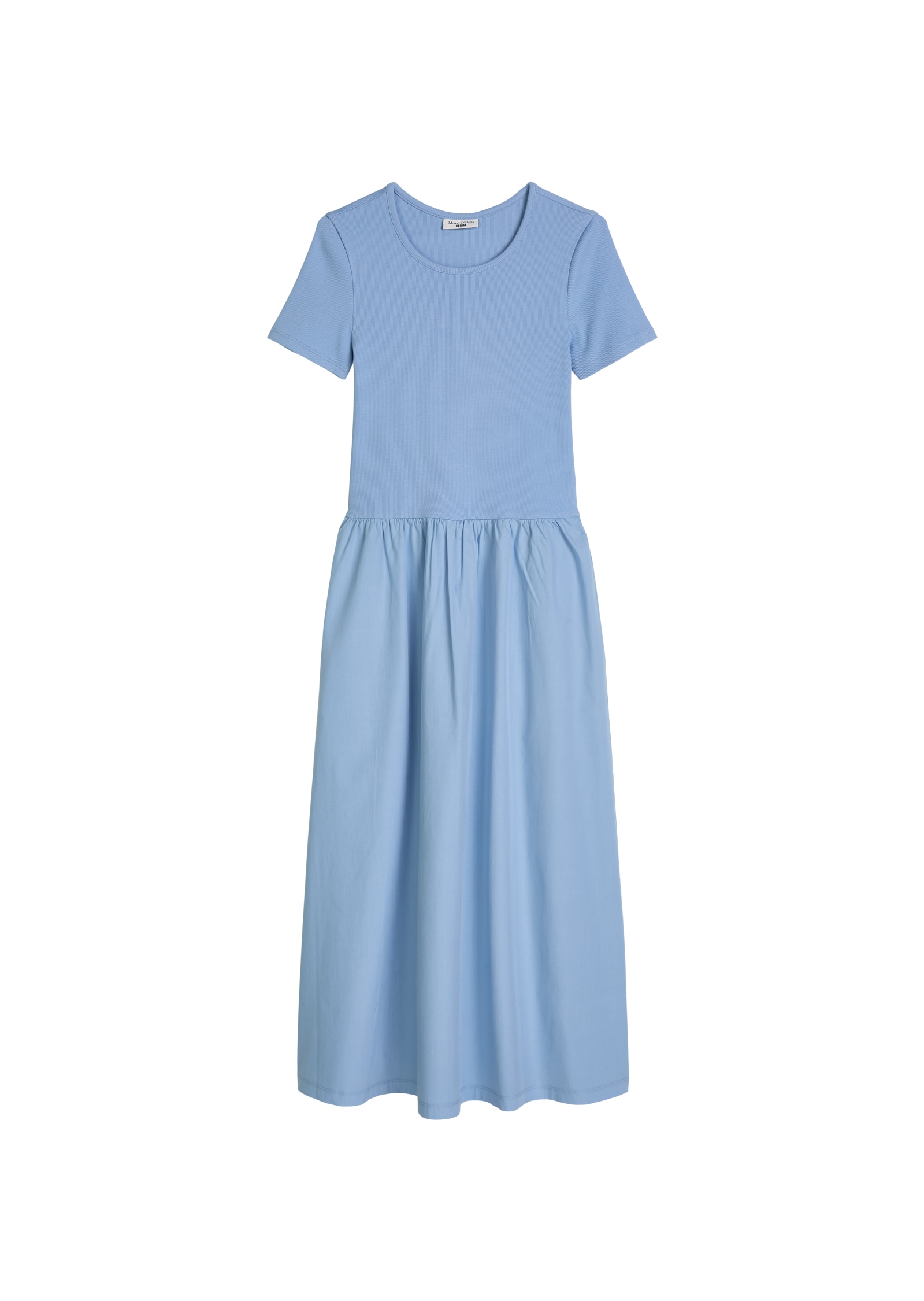 Marc O'Polo DENIM Jerseykleid Seitennahttaschen flared mit Baumwoll-Popelinerock