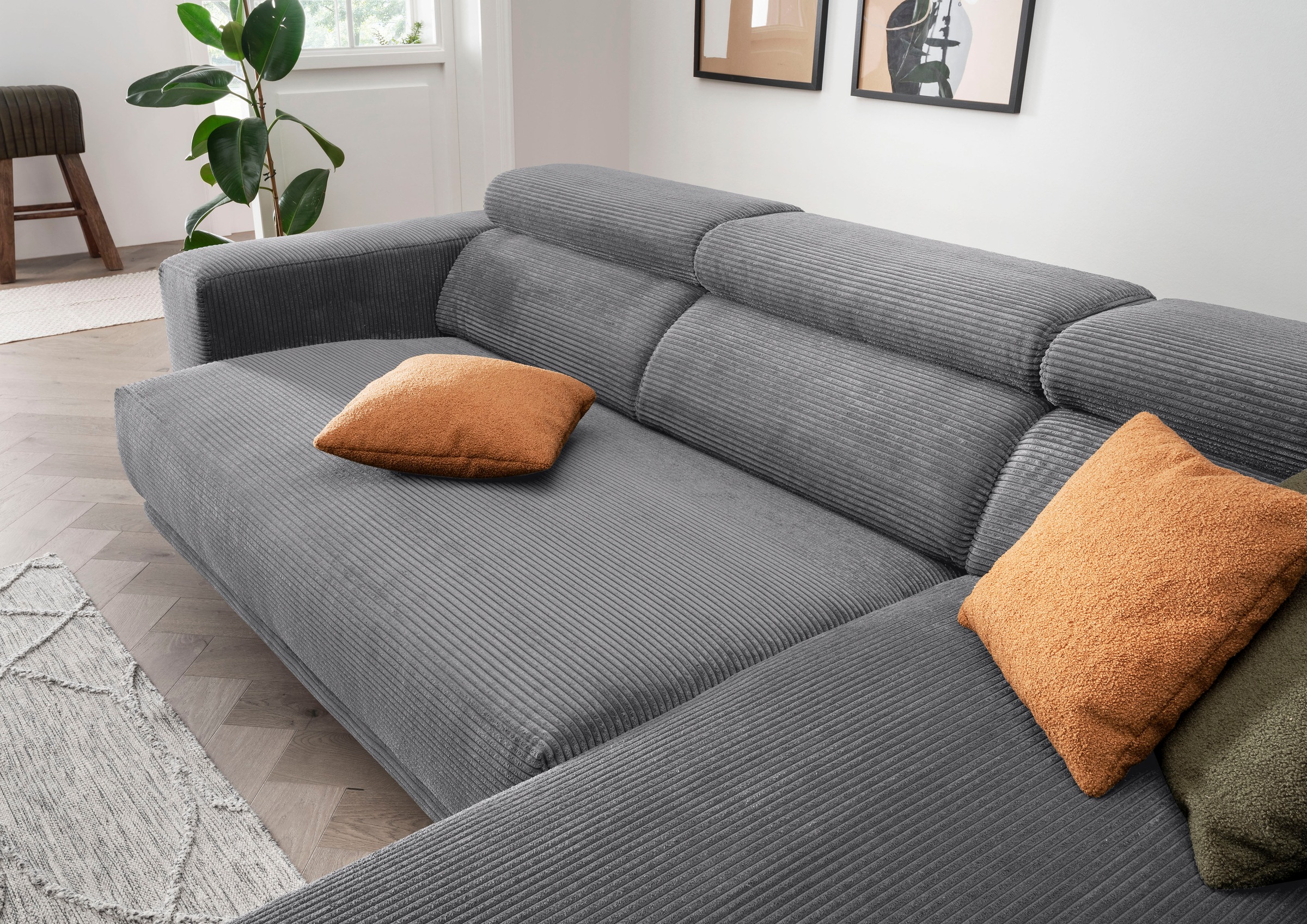 alina Ecksofa »Hikari«, wahlweise mit Sitzvorzug, in modernem Cordstoff, Breite 276 cm