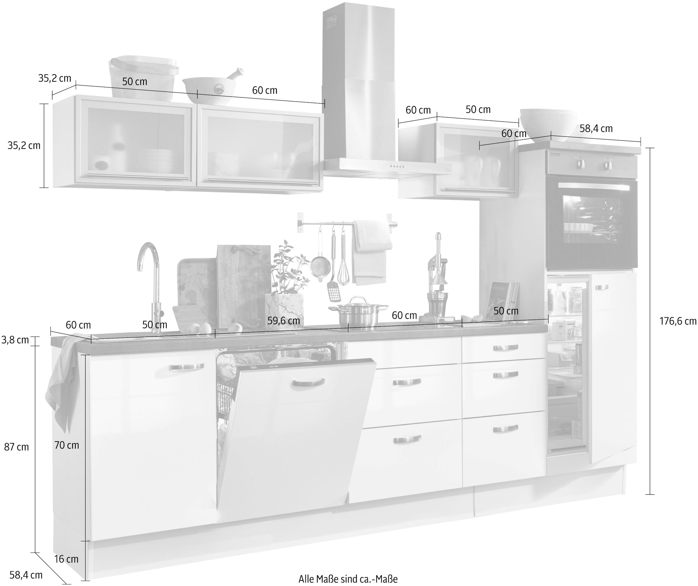 280 mit | OPTIFIT kaufen und Küchenzeile »Cara«, BAUR cm Vollauszügen Soft-Close-Funktion, Breite