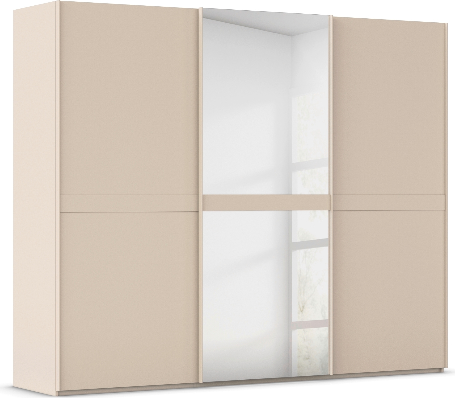 rauch Schwebetürenschrank "Kleiderschrank Schrank Garderobe Schlafzimmerschrank SCALE-LINE" edle Optik mit Bauchbinde in Korpusfarbe mit Spiegel MADE IN GERMANY