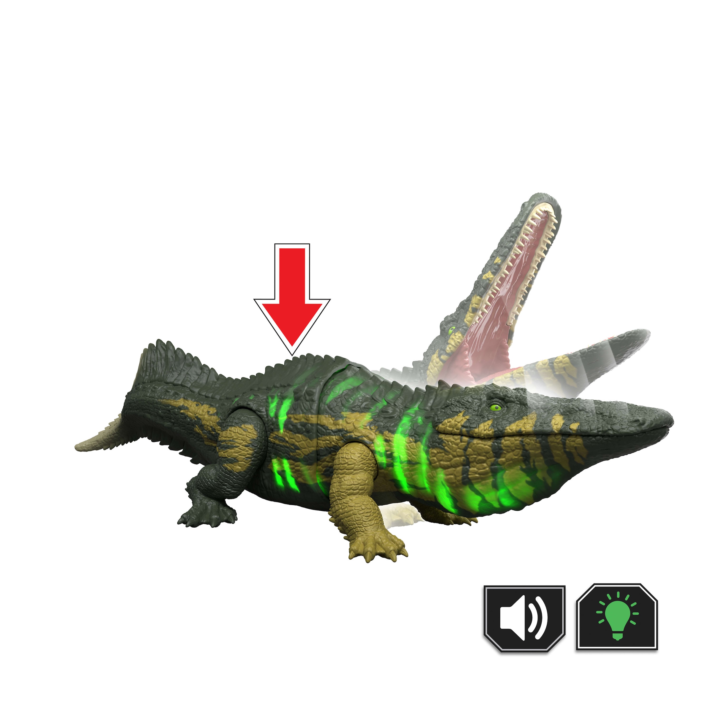 Mattel® Actionfigur »Jurassic World Wild Roar - Stomatosuchus« mit Geräuschen und Lichtern