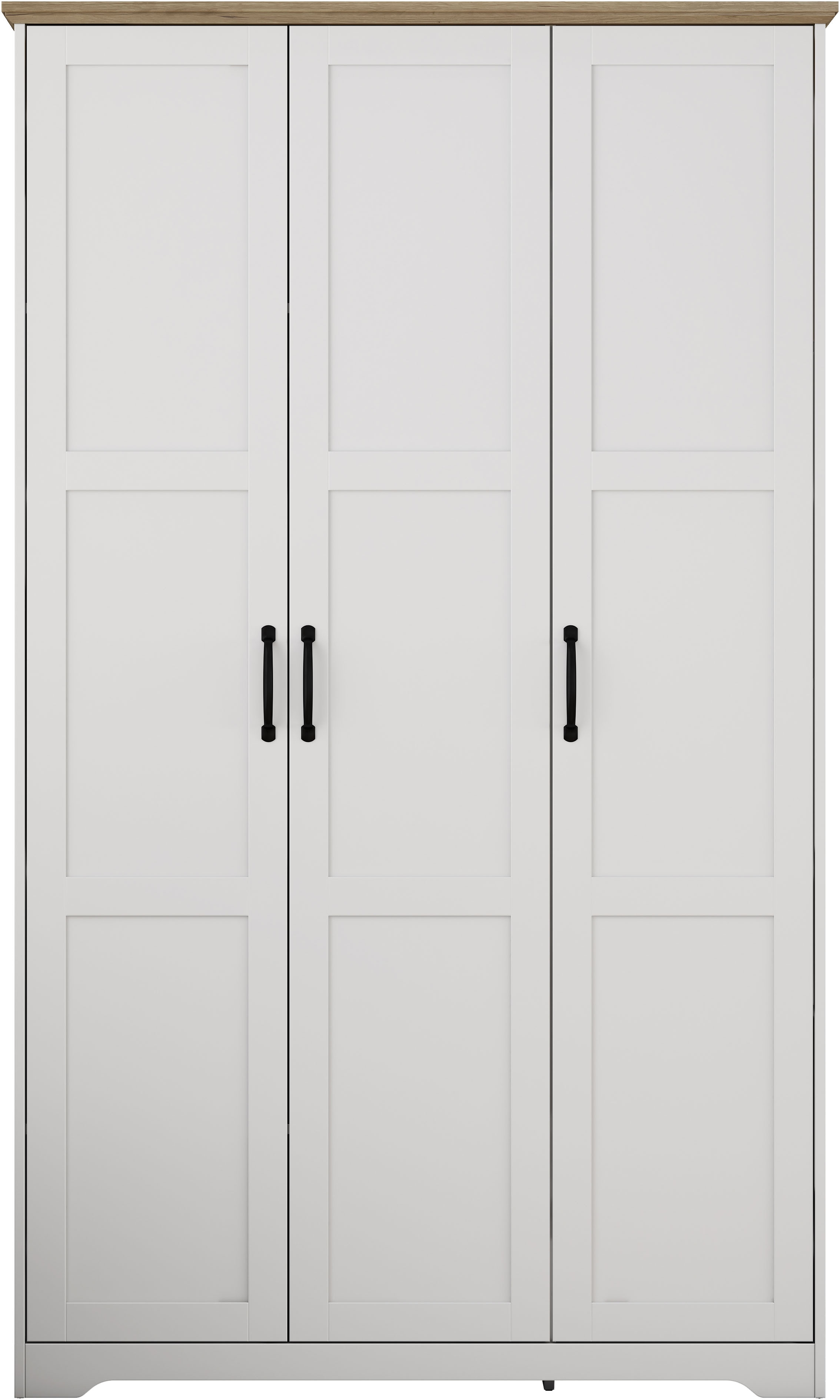 OTTO home Kleiderschrank "Emmilia Schrank Schlafzimmerschrank im Landhaus Design" Mit vielen Einlegeböden und Softclose, Landhaus Schrank mit 3 Türen Breite 120,4 cm, Höhe 2m