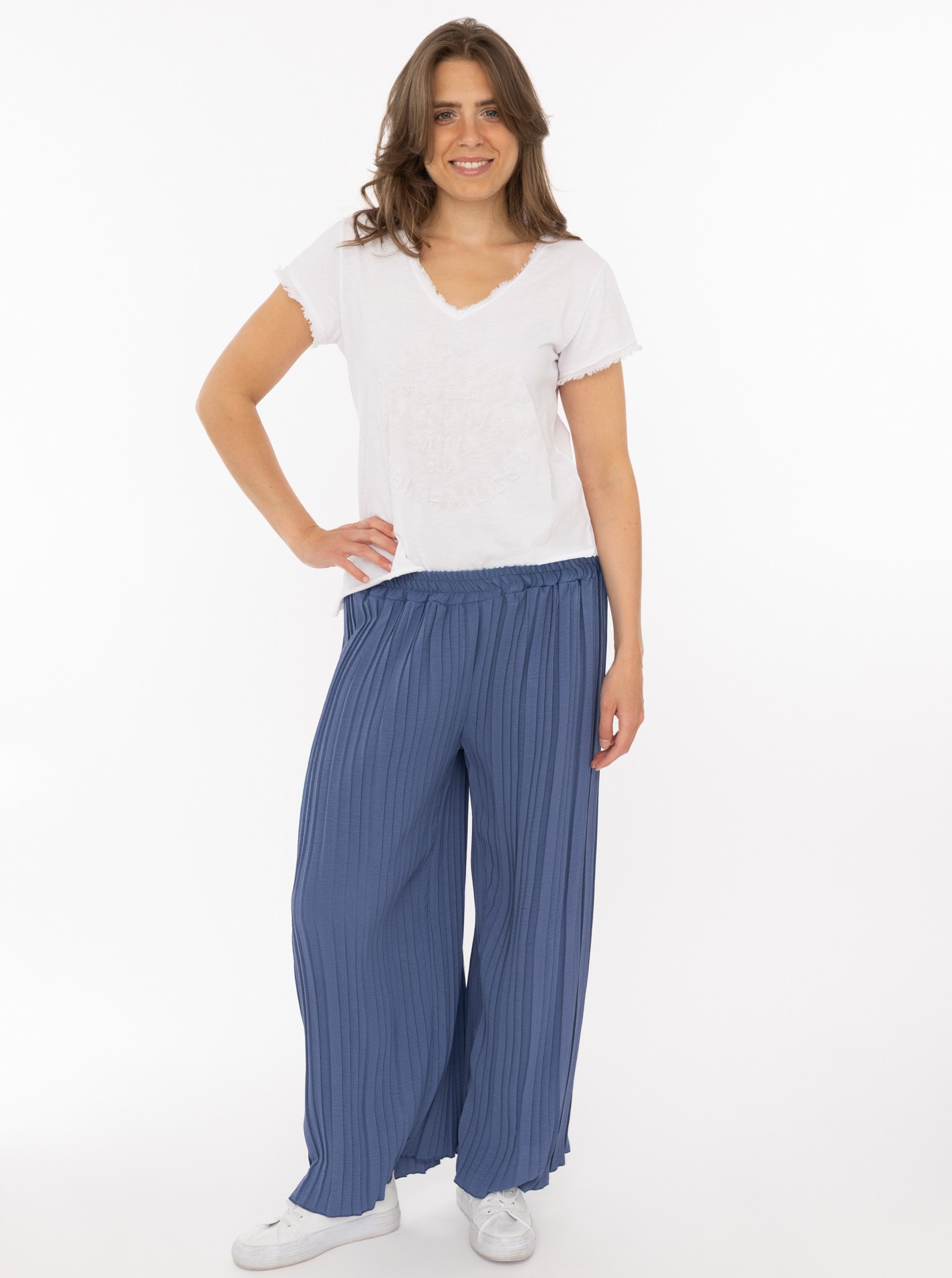 Zwillingsherz Stoffhose ""Summer"" Plissee-Struktur, lockerer Sitz, elastischer Bund