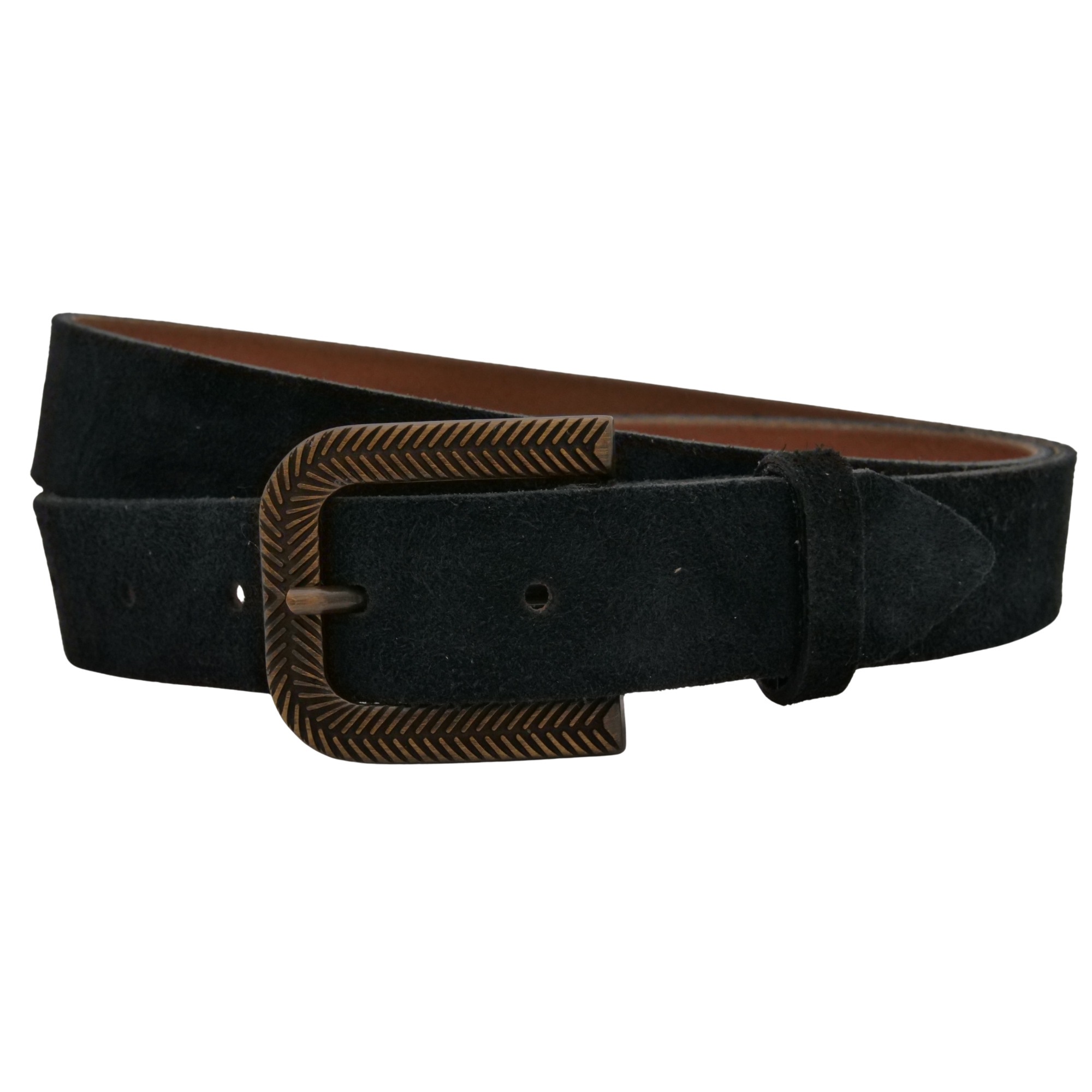 Ledergürtel ANNAMATONI "AnnaMatoni Damen Ledergürtel in hochwertigem Velour Leder 3cm", Damen, Gr. TW90 - 105cm Gesamtlänge, schwarz 790, 100% Leder, Gürtel Ledergürtel 7