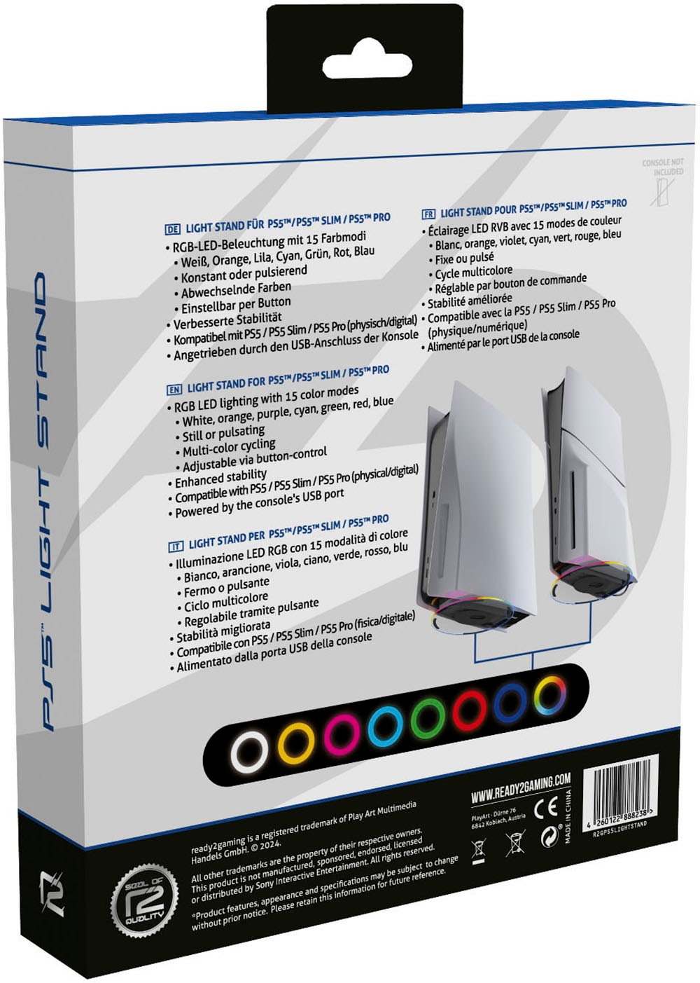 Ready2gaming Standfuß »Transparenter Standfuß für die PlayStation 5 mit RGB Beleuchtung«