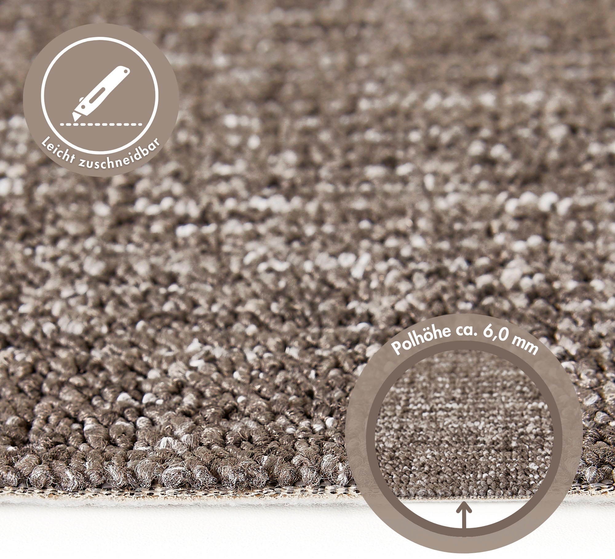 Teppichboden ANDIAMO "Joe, Schlinge, Gesamthöhe 8 mm, Made in Netherlands", grau (anthrazit), B:400cm L:500cm, Kunstfaser, Teppiche, Breite 400 cm, meliert, Wohnzimmer, strapazierfähig & robust 3