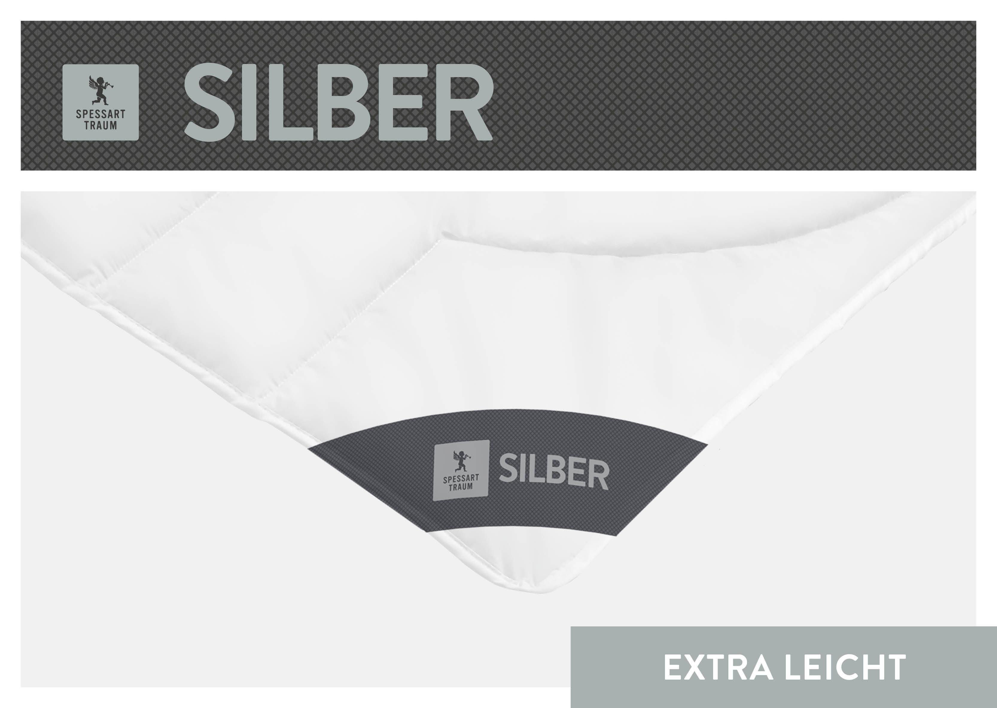 Baumwollbettdecke SPESSARTTRAUM, B:155cm L:220cm, weiß, Bettdecken Bezug: 100% Baumwolle. Bettdecken Füllung: 100% Polyester, Bettdecken, "Silber",