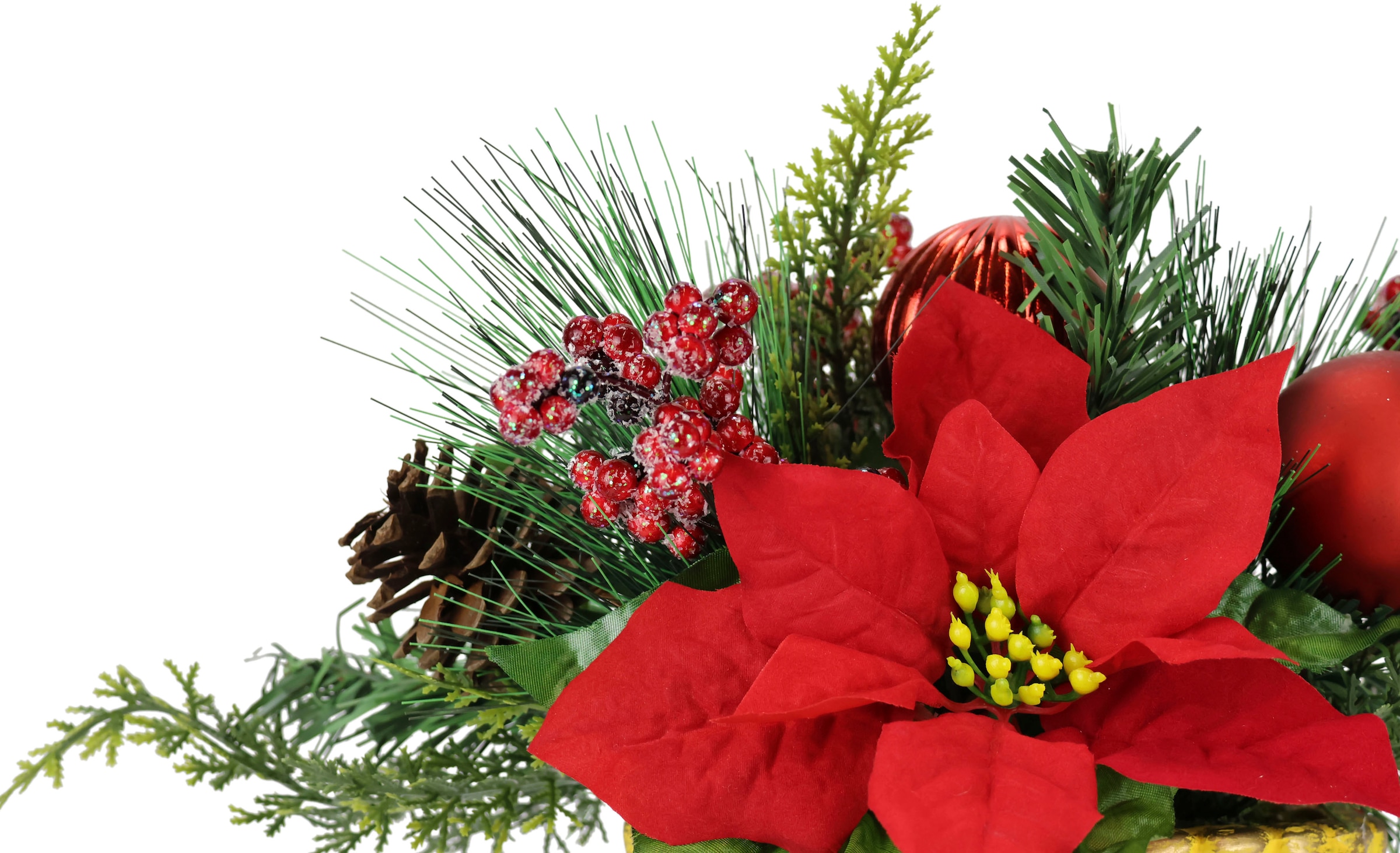 I.GE.A. Winterliche Kunstpflanze »Gesteck, Poinsettia im Pokal, Weihnachtsstern, Weihnachtdeko,«, Kunstblumen-Arrangement, festliches Blumenensemble, Weihnachtsgesteck