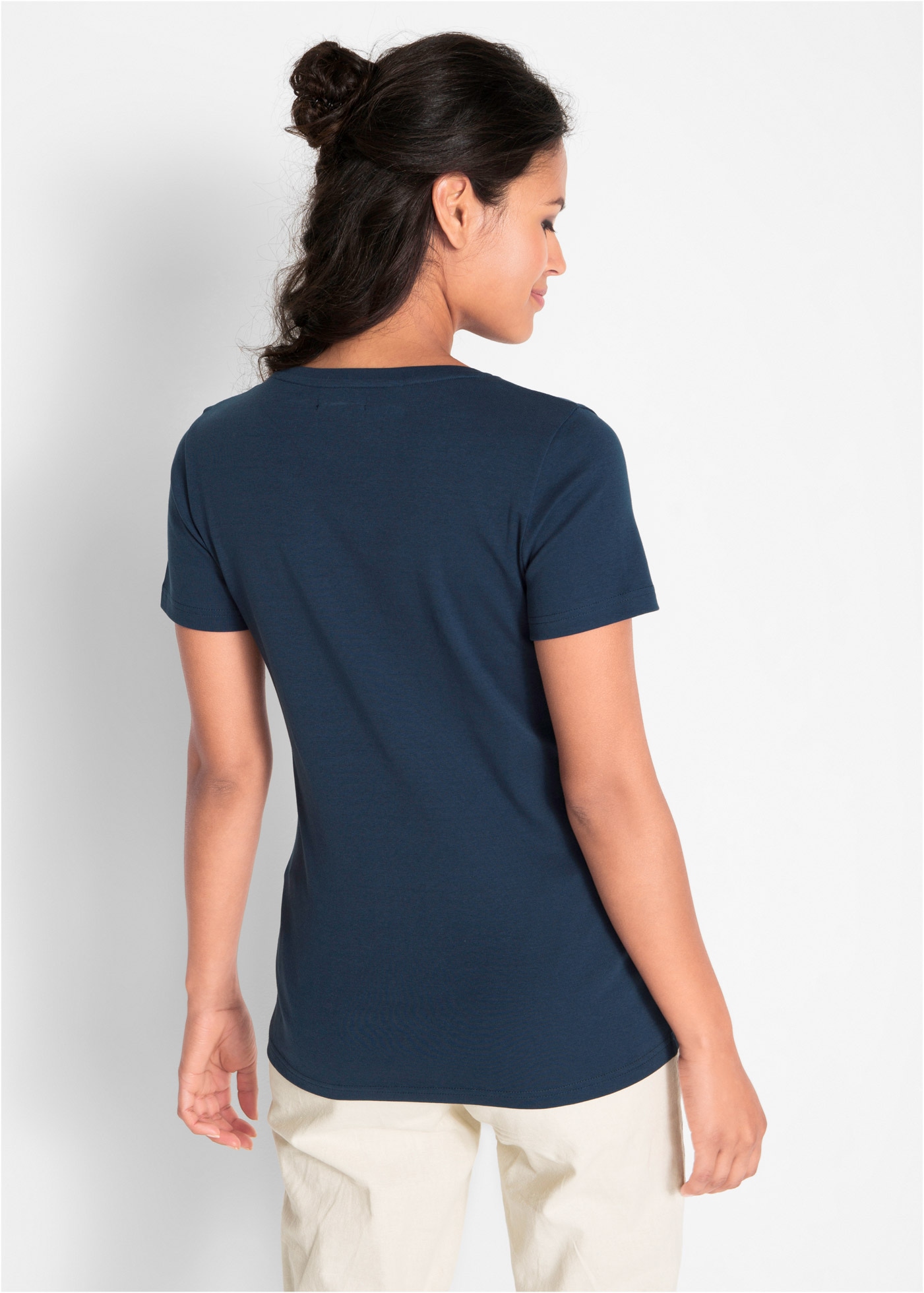 bonprix T-Shirt »Baumwoll Shirt, Kurzarm« leicht taillierte Passform, Kurzarm-Design, Rundhalsausschnitt