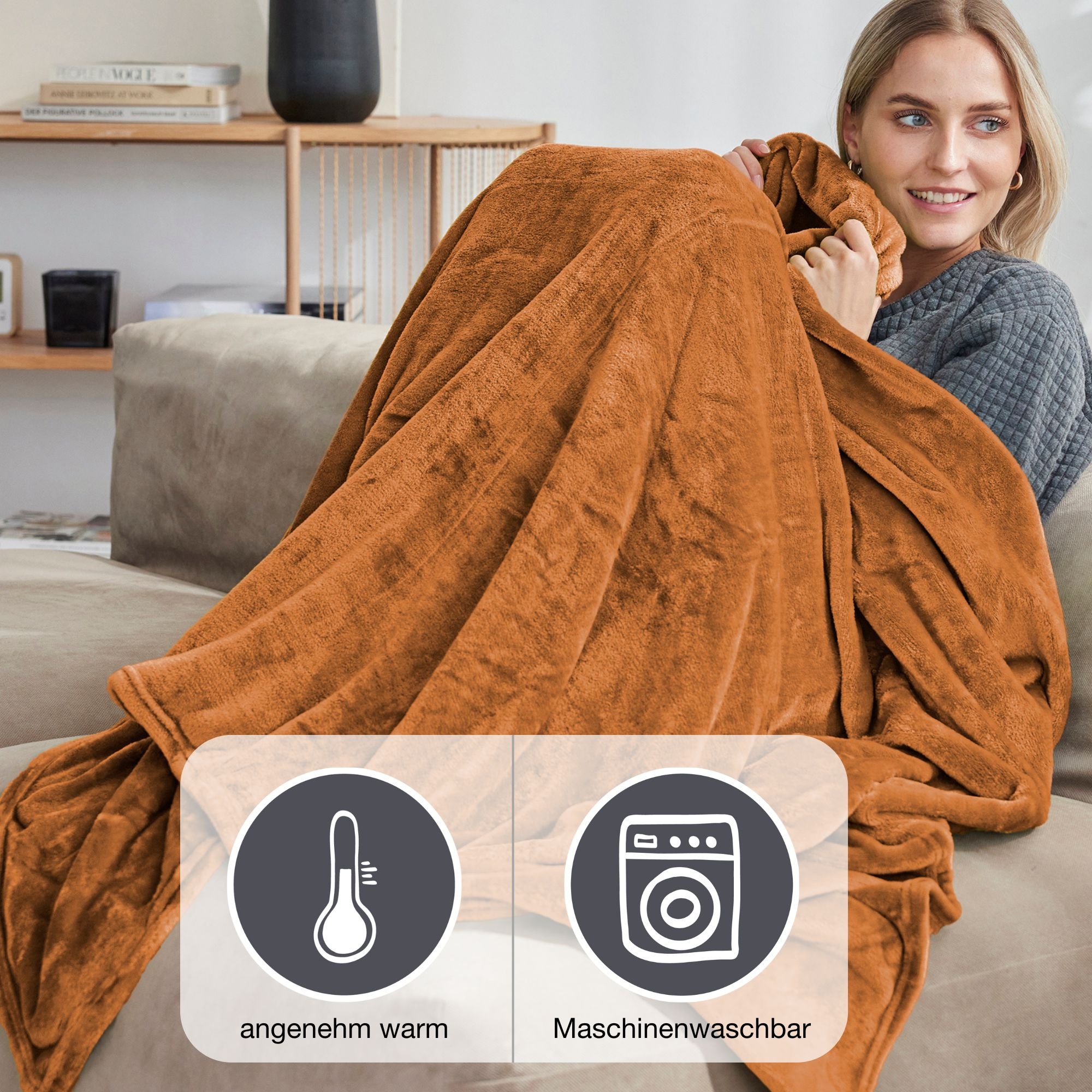IBENA Wohndecke »Uni Fleecedecke Olbia«, einfarbig schick, Kuscheldecke