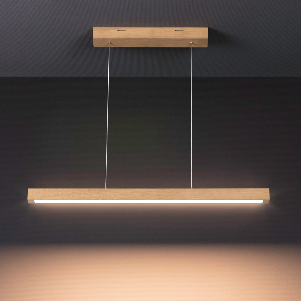 SPOT Light Pendelleuchte »SMAL«, 1 flammig, Leuchtmittel LED-Modul | LED fest integriert, Hängeleuchte, Eichenholz, mit integriertem 24V-LED-Modul, Touch Dimmer