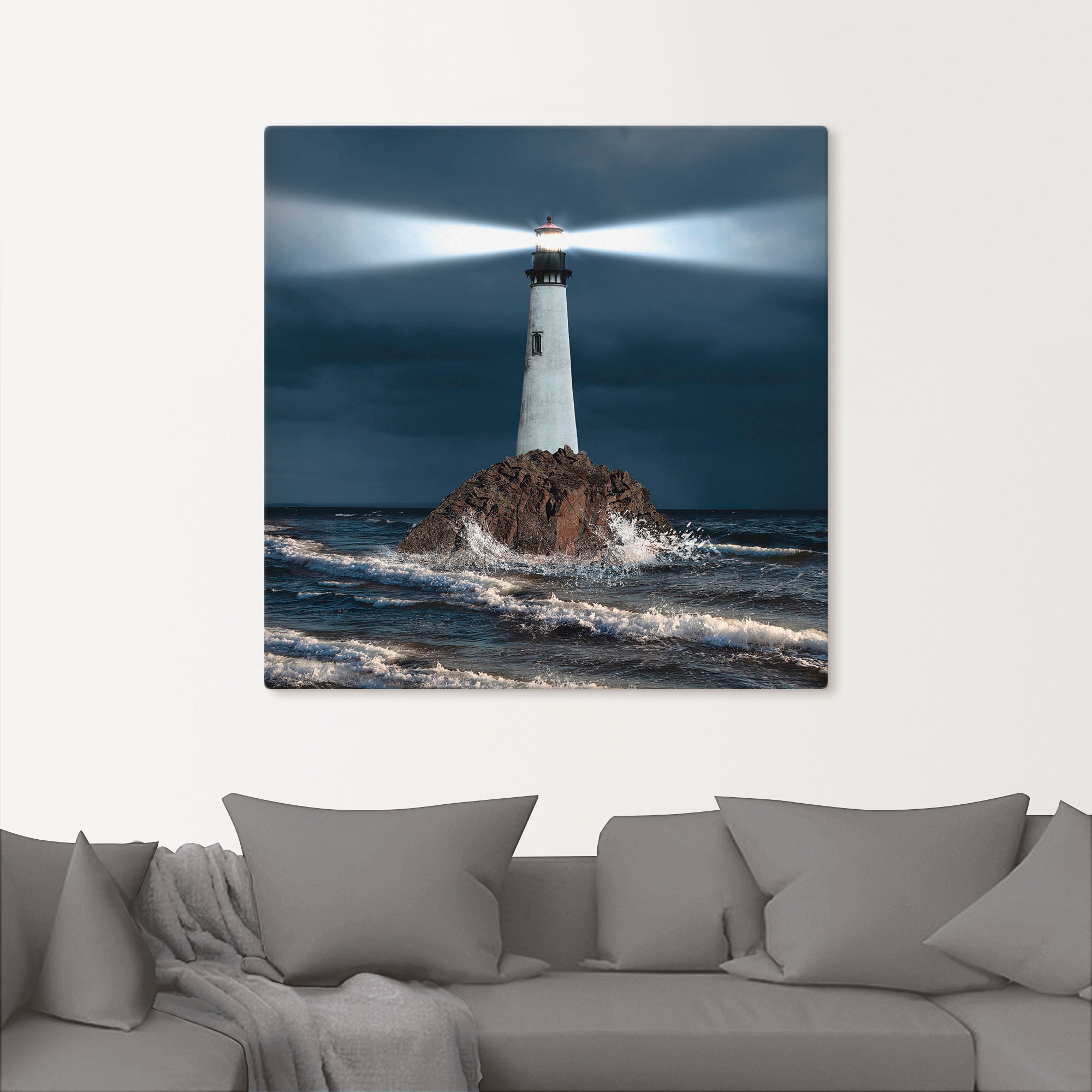 Artland Leinwandbild »Bild von Leuchtturm mit Lichtstrahl« Gebäude 1 Stk. tlg. auf Holzrahmen gespannt