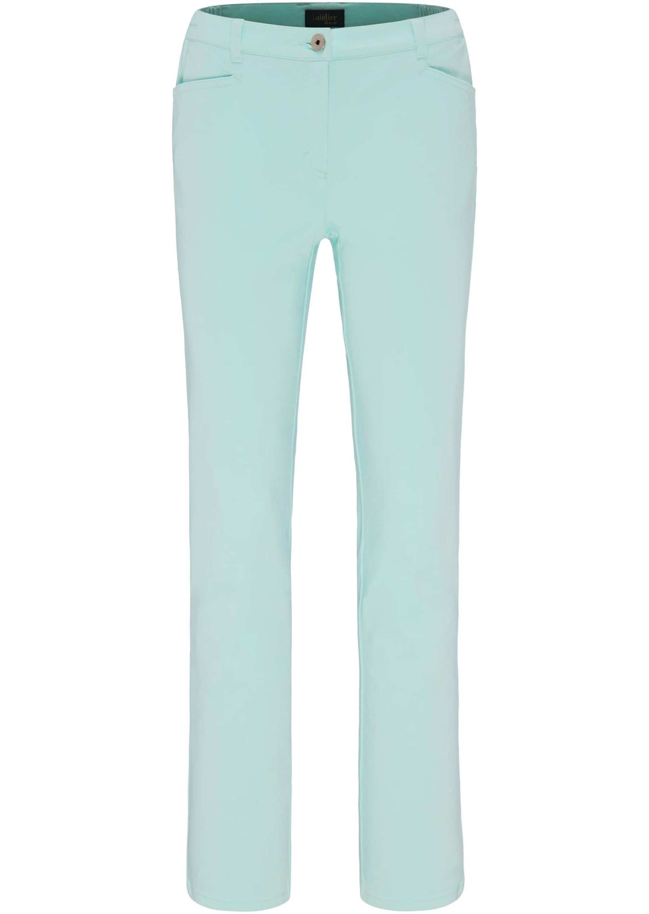 Stoffhose GOLDNER "Kurzgröße Leichte Baumwoll-Hose ANNA", Damen, Gr. 23, K-Gr, grün (mintgrün), Obermaterial: 98% Baumwolle CO. 2% Elasthan EL., Hosen Stoffhose