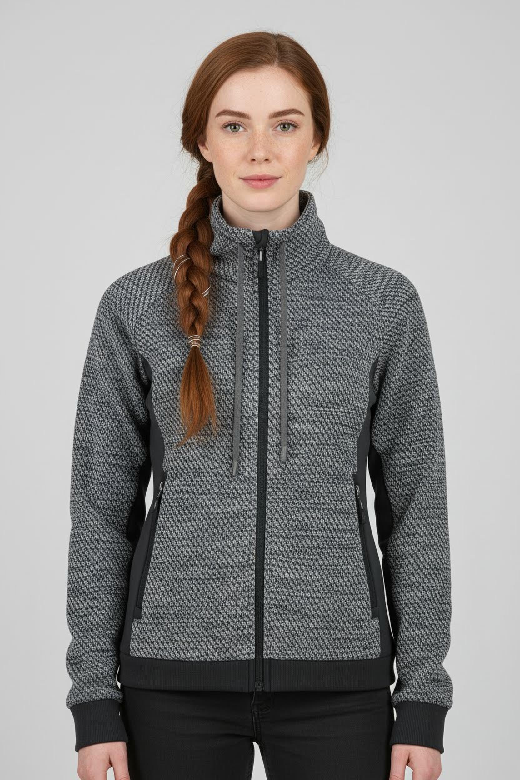 CMP Strickfleecejacke mit Reißverschluss, atmungsaktiv, gerader Rumpfabschluss