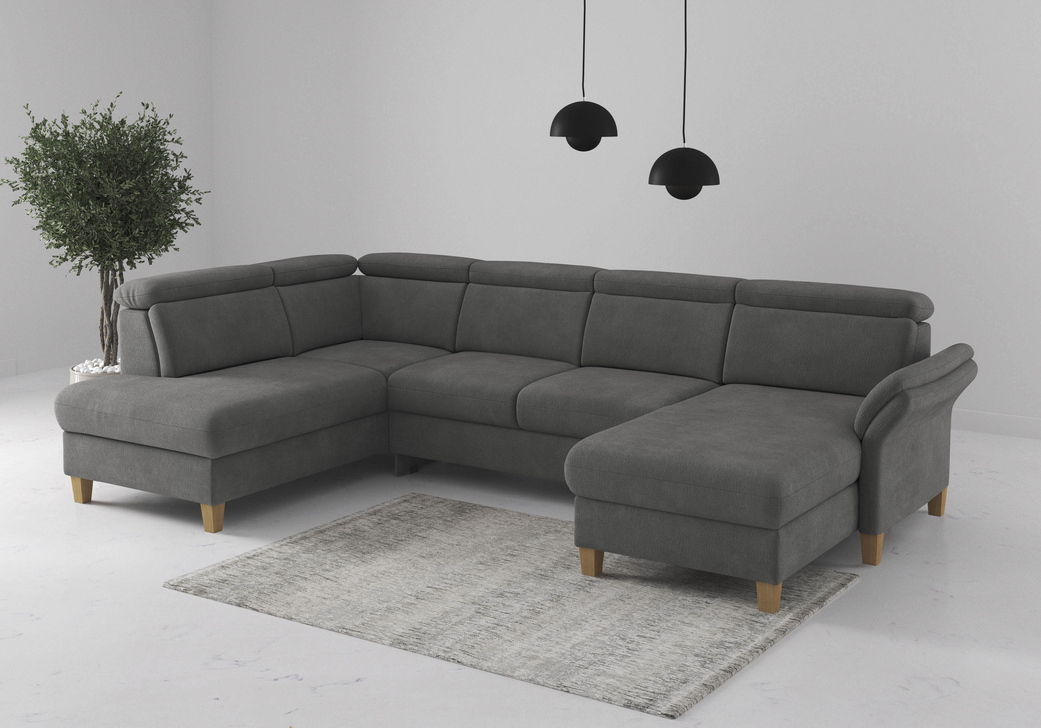 OTTO home Wohnlandschaft "Glendale, U-Form" inkl. Kopfteilverstellung, wahlweise mit Vorziehsitz und Bettkasten