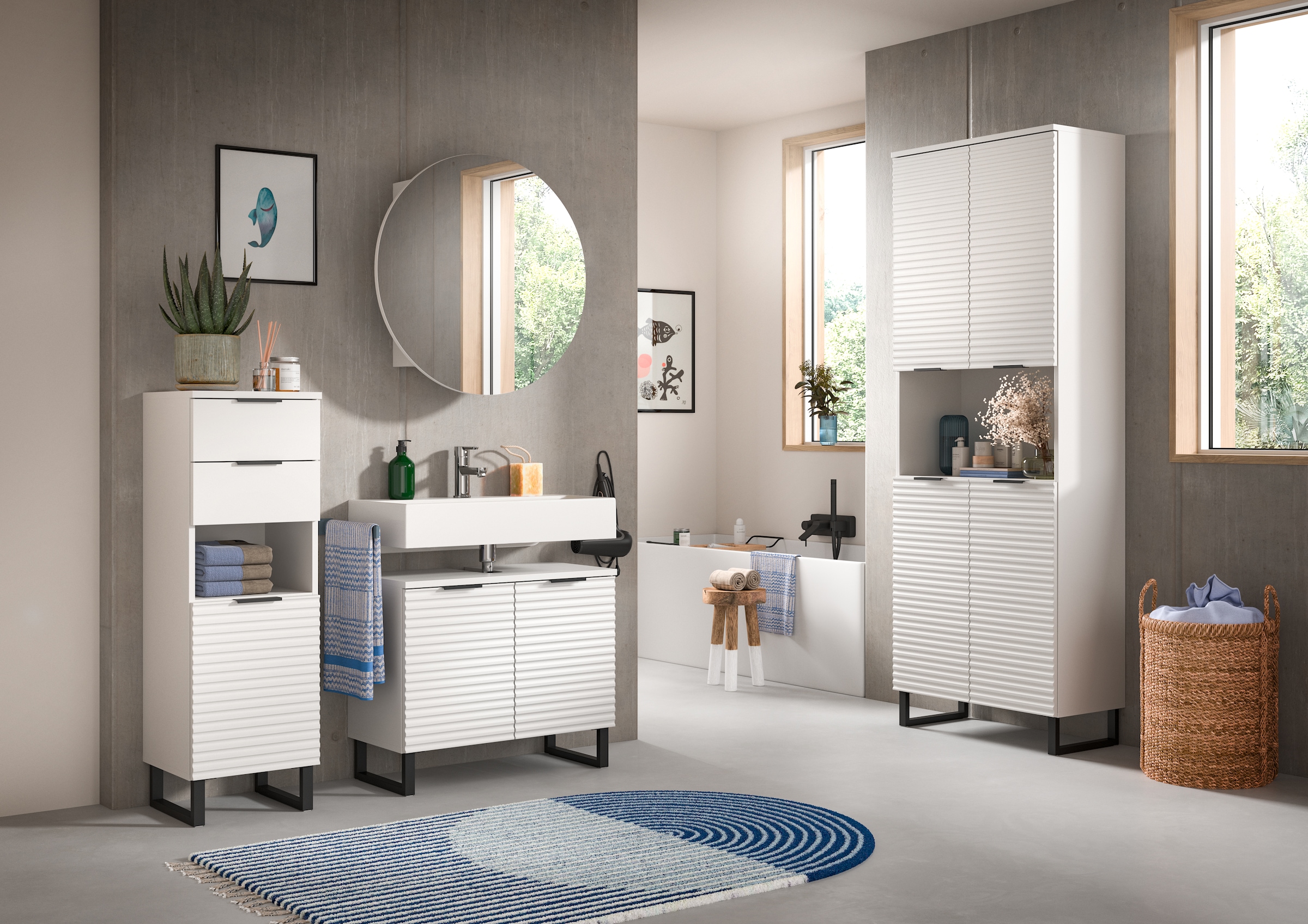 welltime Waschbeckenunterschrank »Litica, Breite 70 cm, inkl. Siphonausschnitt, 1 Einlegeboden, 2 Türen«, Badschrank, Waschbeckenschrank, Badezimmer, Bad-Möbel