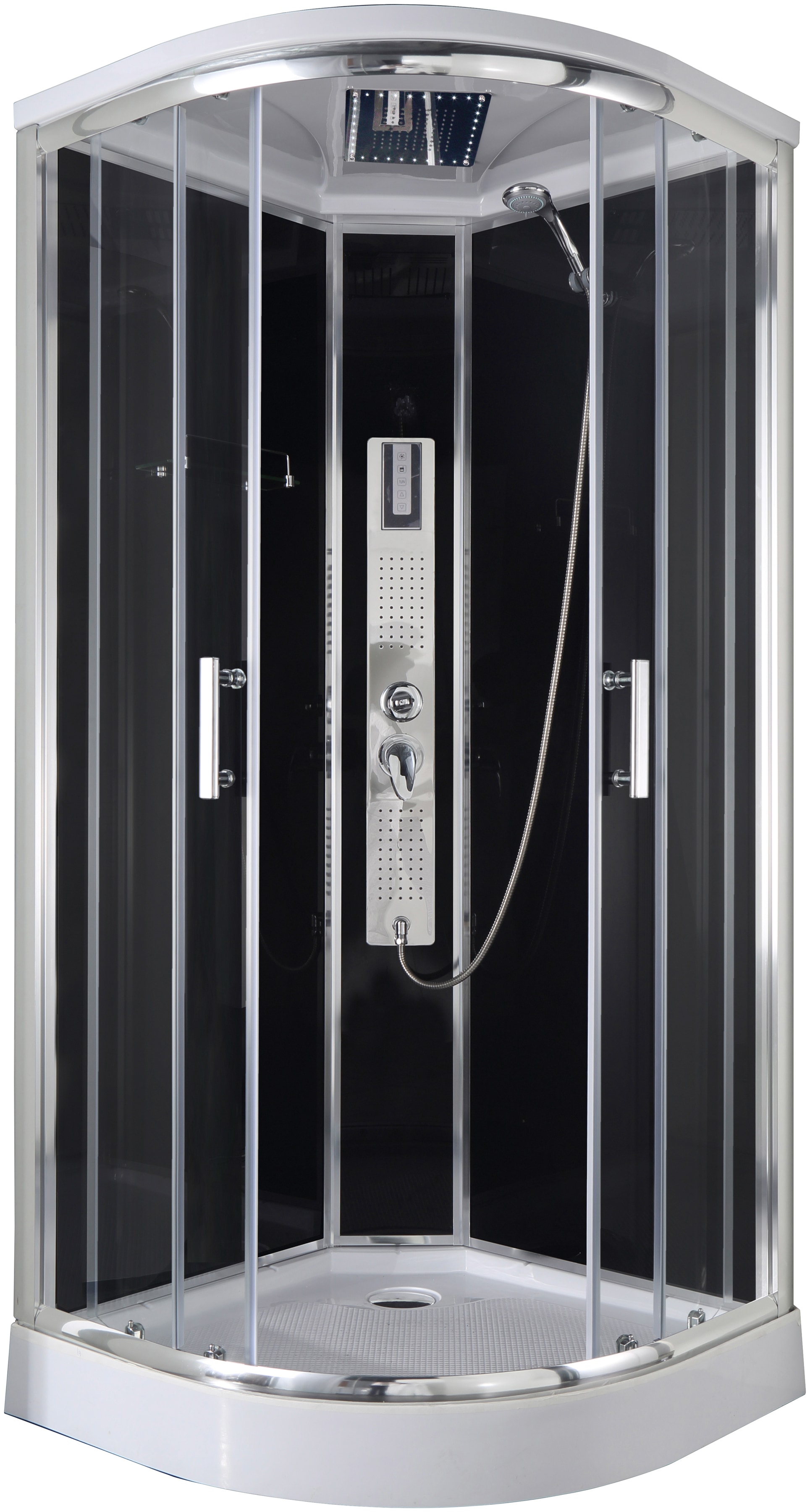 Komplettdusche SANOTECHNIK, B:90cm H:215cm T:90cm, grau, Duschkabinen, "Trend 1", mit Beleuchtung