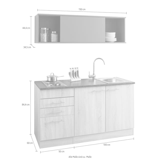 OPTIFIT Küchenzeile »Mini«, mit E-Geräten, Breite 150 cm bestellen | BAUR