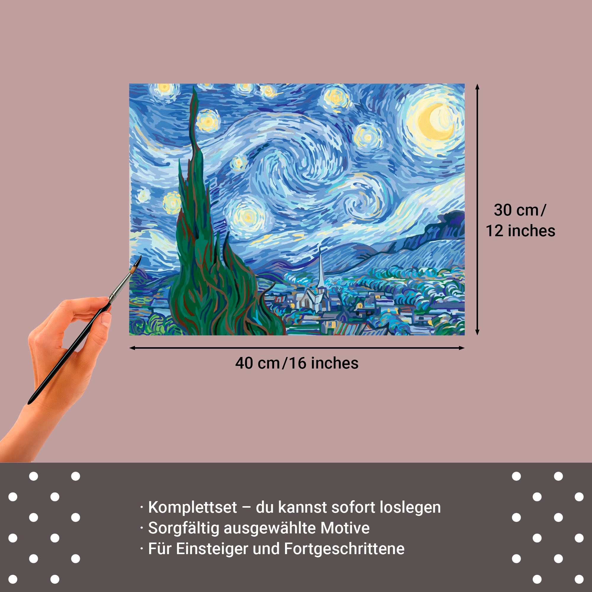 Ravensburger Malen nach Zahlen »CreArt, Leinwand ART Collection: Sternennacht (Van Gogh)«, Made in Europe