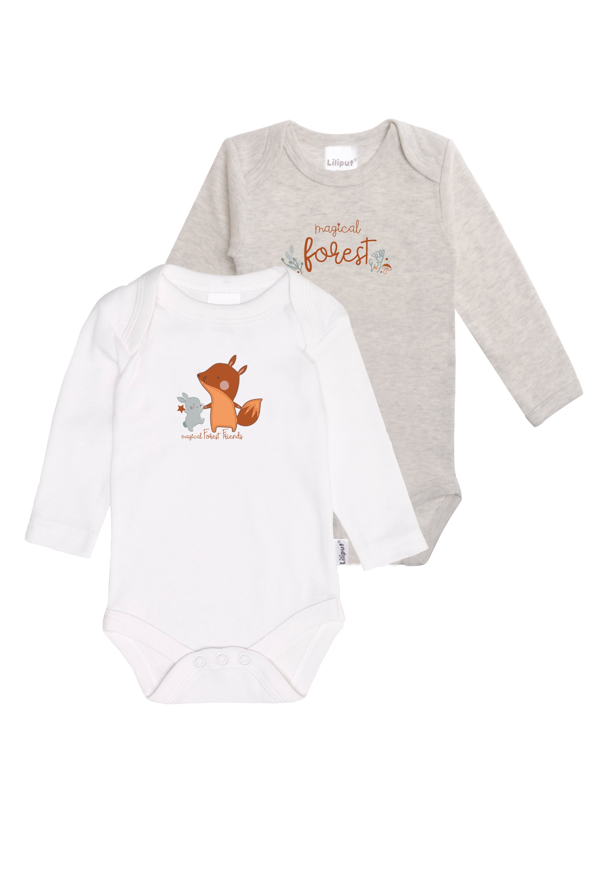 LILIPUT Jungen Body, Gr. 50, grau, 100% Baumwolle, bedruckt, Bodys, mit weitem Halsausschnitt