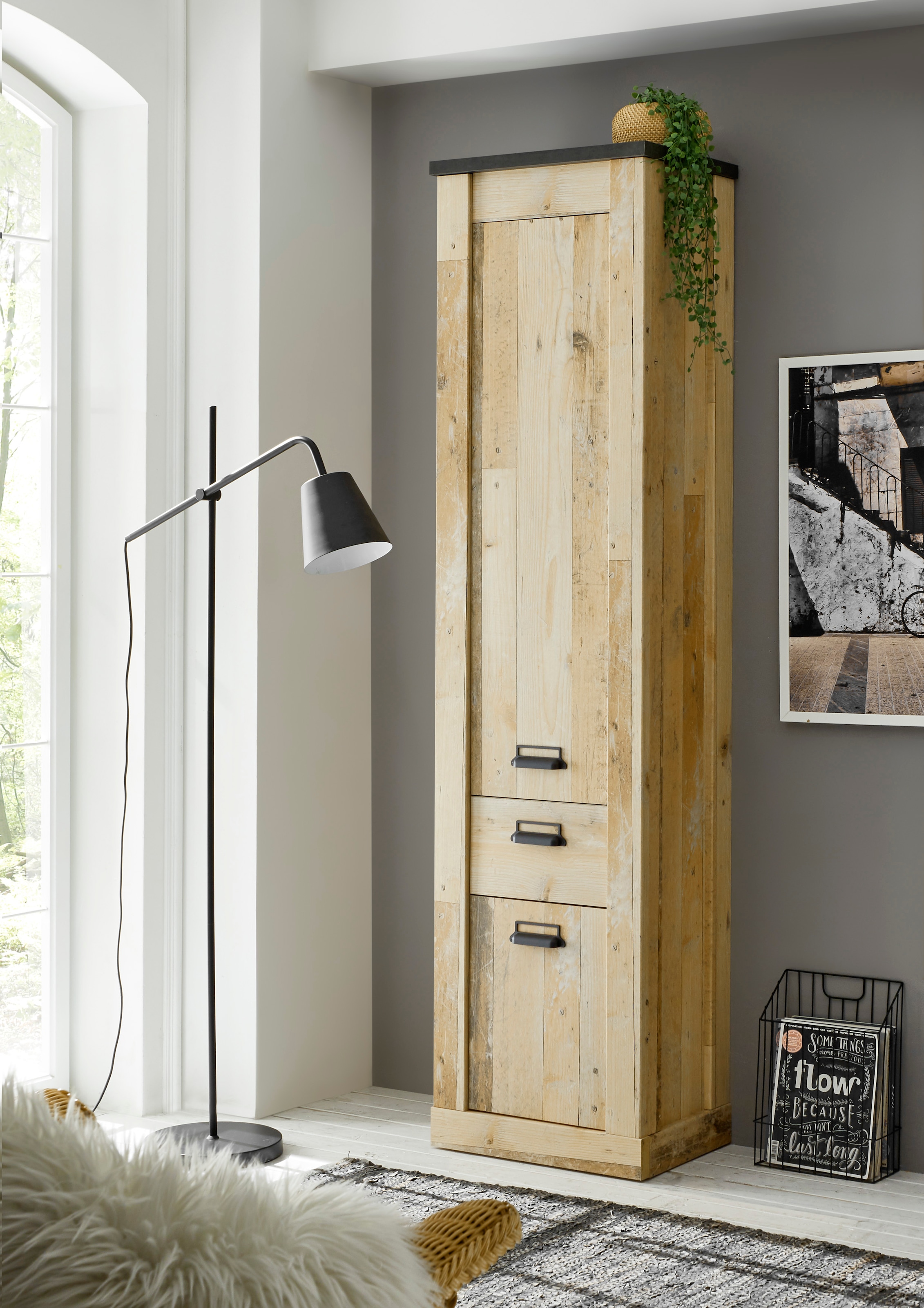 Home affaire Badmöbel-Set »SHERWOOD, Bad im modernen Design, 4-teiliges Badezimmer«, (4 St.), in 2 Farben verfügbar, Scheunentorbeschlag & Apothekergriff aus Metall