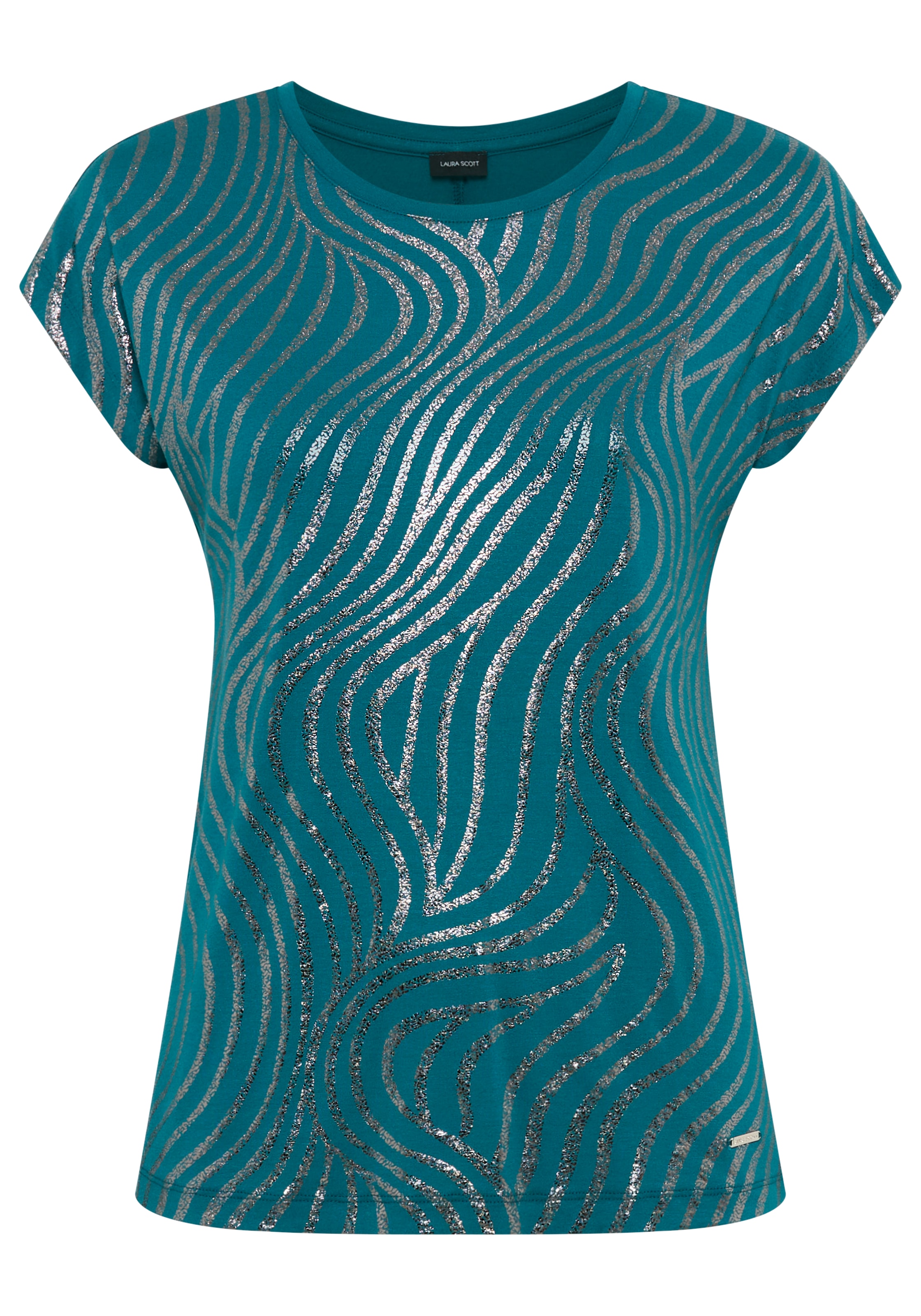 Laura Scott Rundhalsshirt aus elastischem Jersey, Kurzarm-Design, figurumspielende Passform