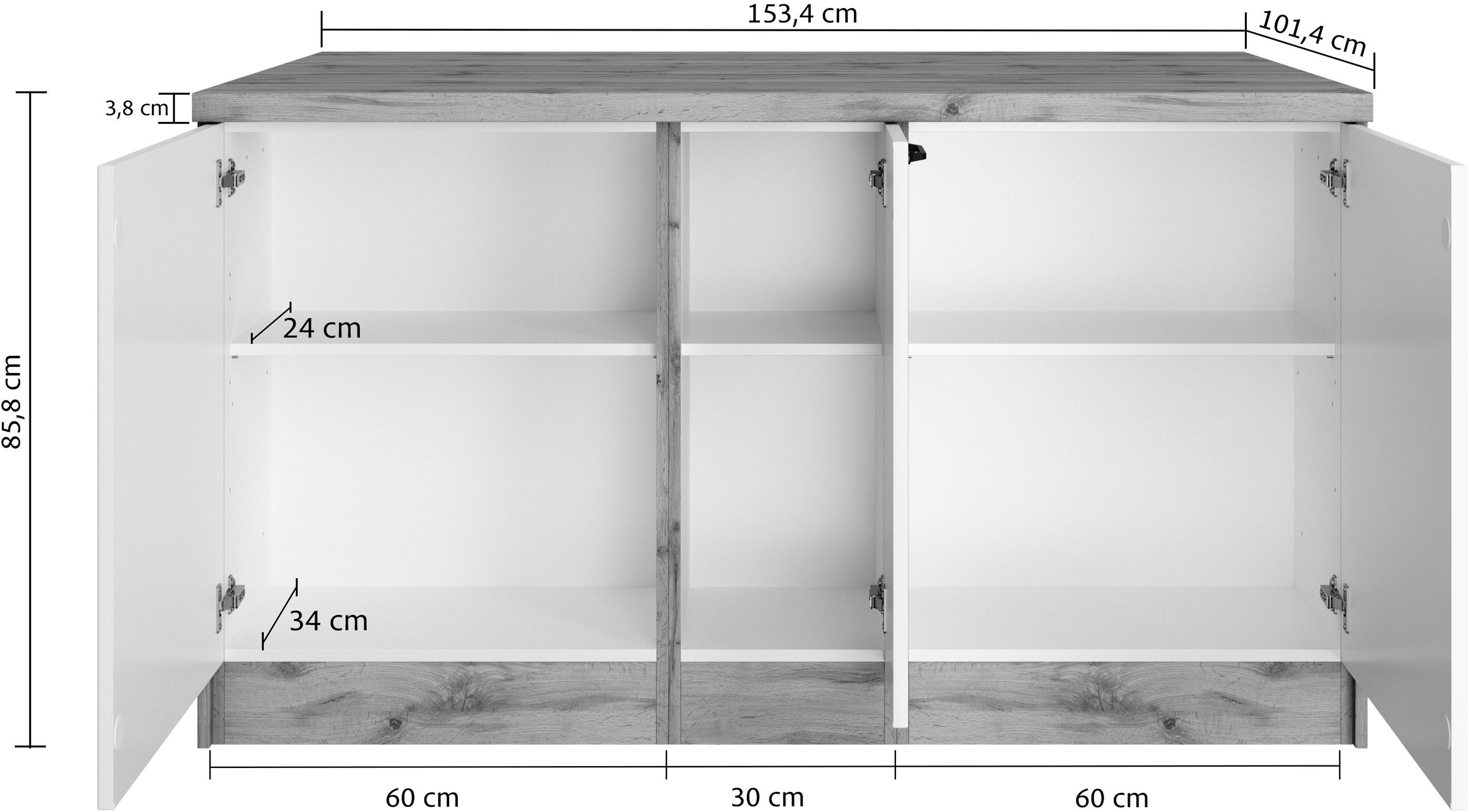 KOCHSTATION Kücheninsel »KS-Lana, Breite 153 cm«, MDF-Fronten, Arbeitsplatte 38mm stark