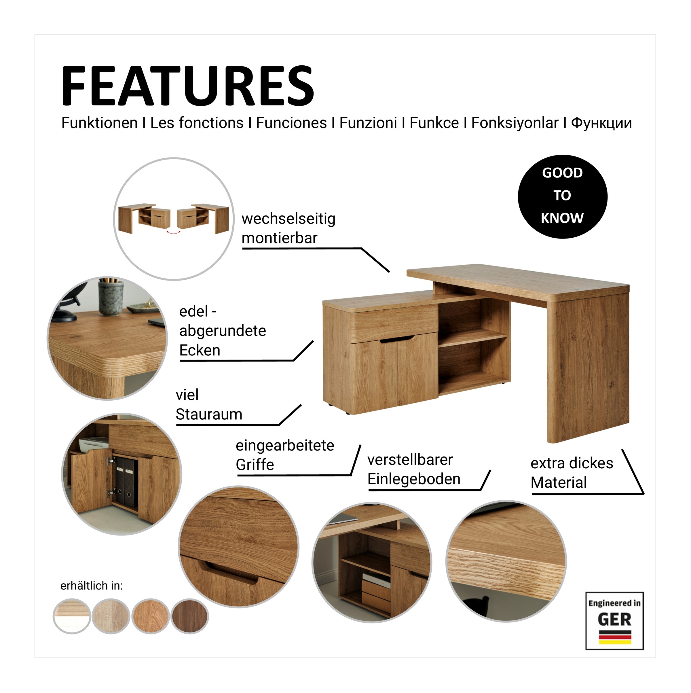 Jahnke Eckschreibtisch »CU-LIBRE 150 E« 1 Stk. tlg.