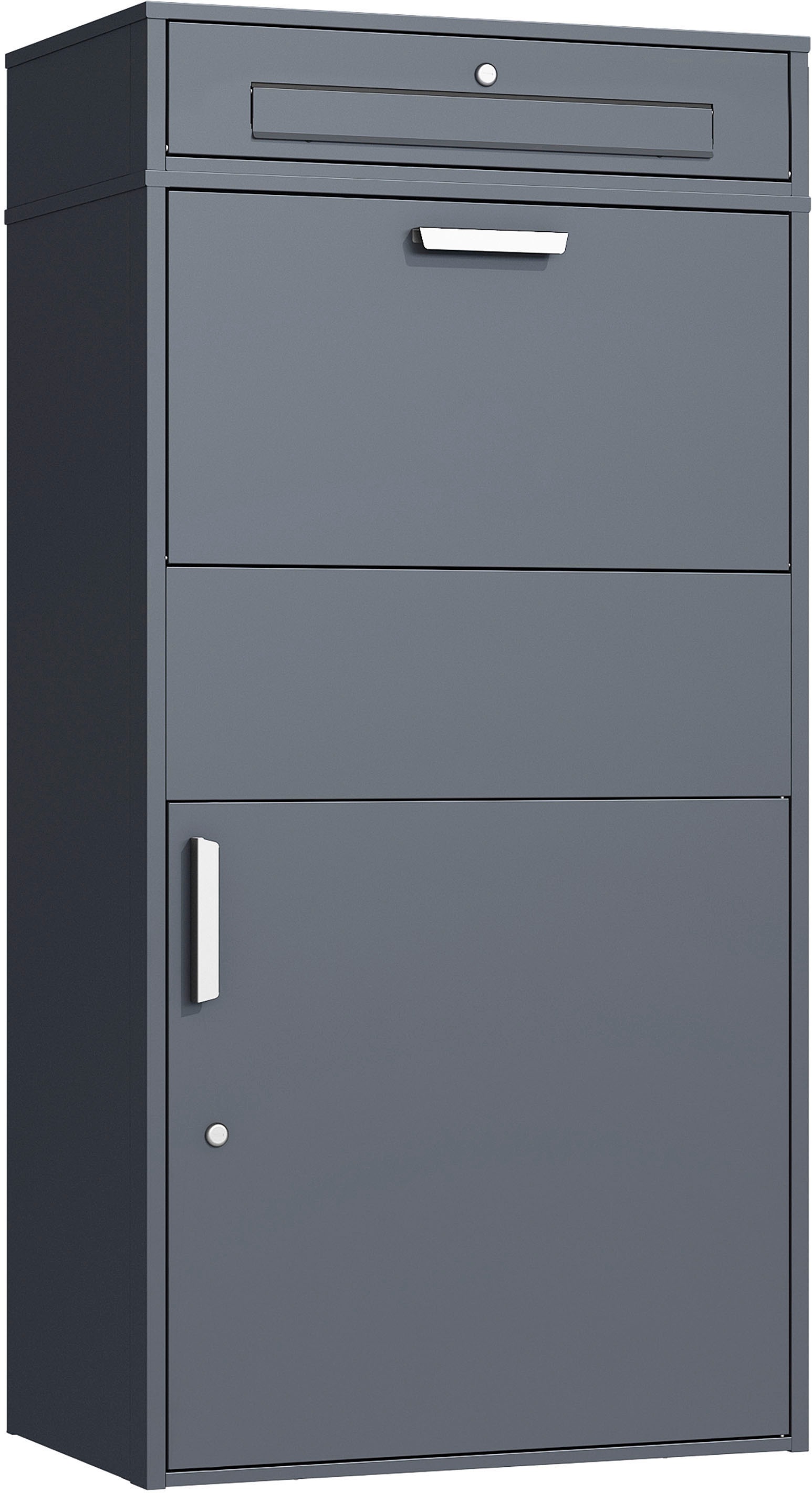 Paketbox WESTMANN, B:72mm H:128mm T:45mm, grau, Metall, Stahl, Briefkästen, "Pavo", BxTxH: 72x45x128 cm