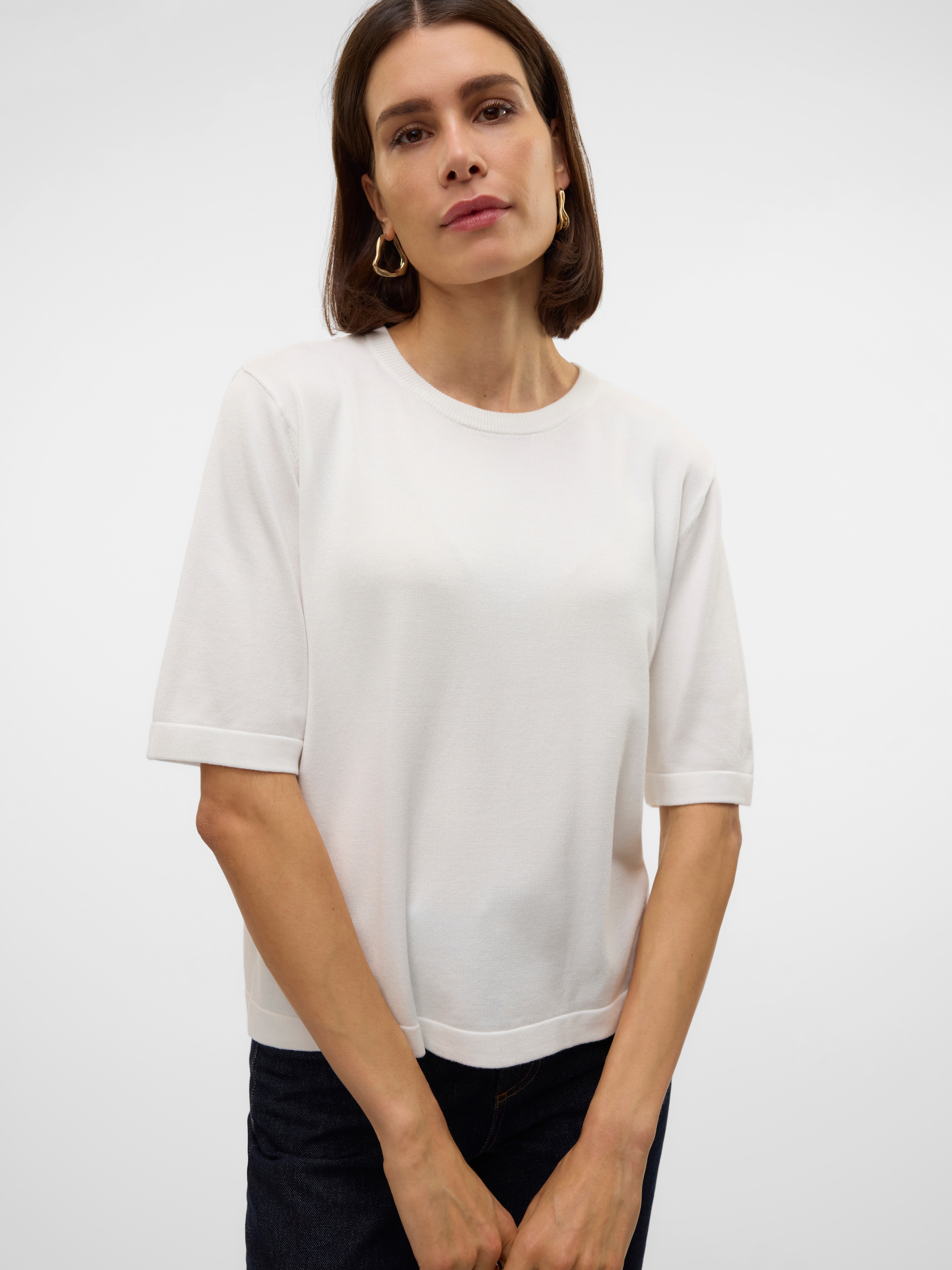 Vero Moda Kurzarmpullover "VMSILJE 2/4 O-NCK OVERSIZE PULL GA NOOS" günstig online kaufen