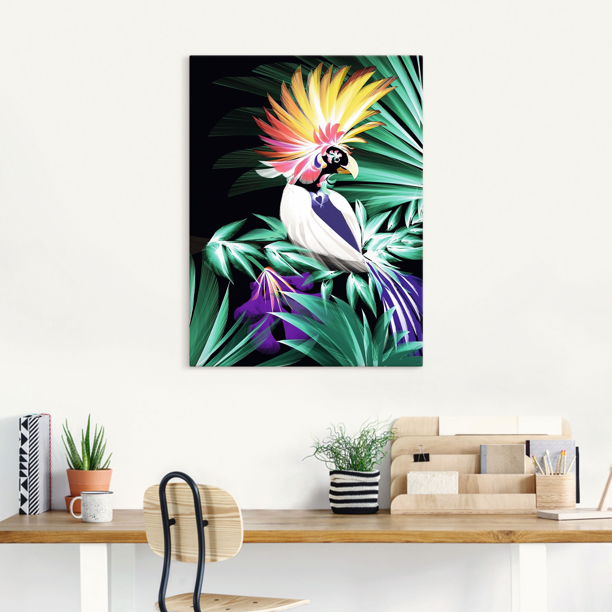 Artland Wandbild »Papageienvogel im Urwald«, Animal Fantasy, (1 St.), als Alubild, Leinwandbild, Wandaufkleber oder Poster in versch. Größen